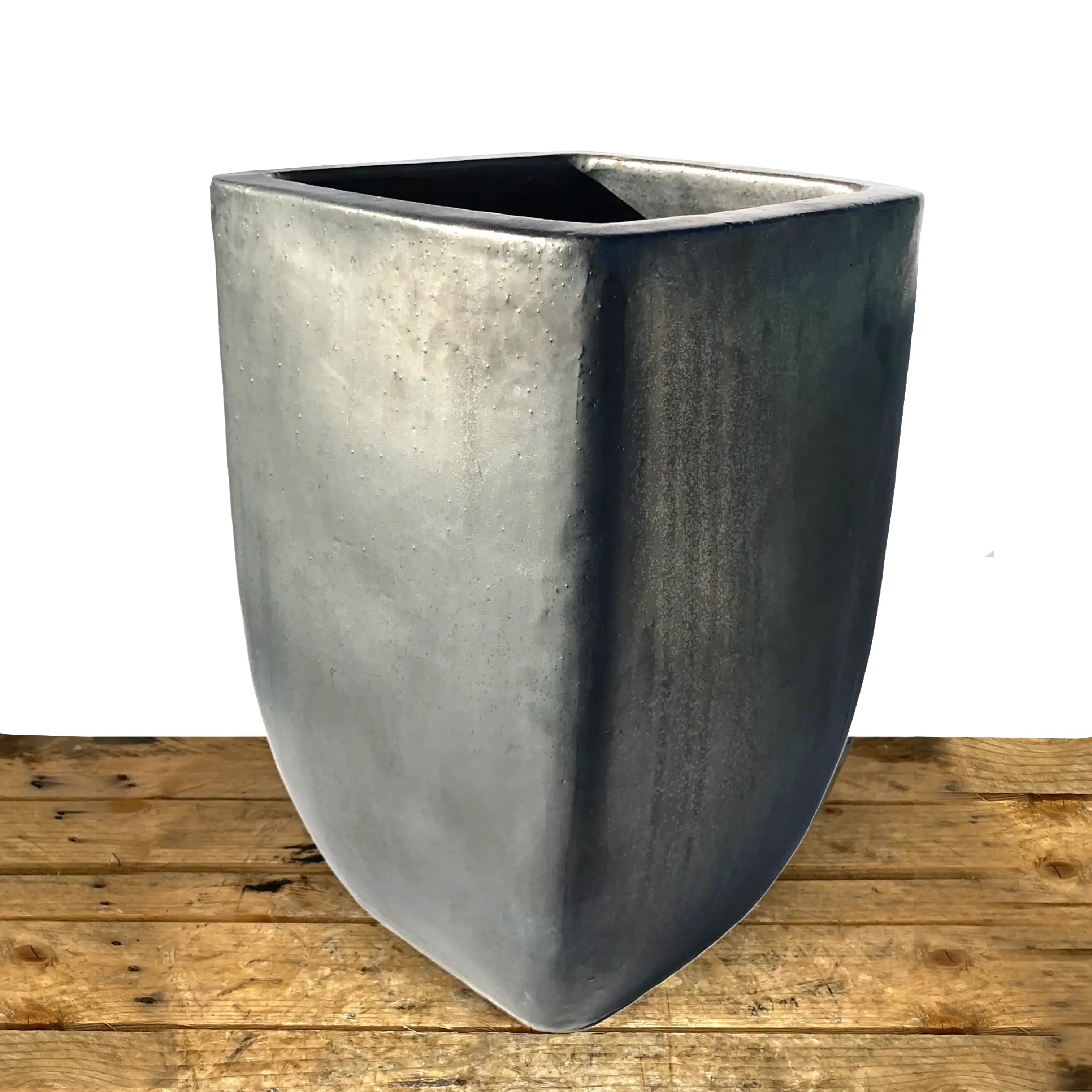 Matte Black Rounded Edge Square Ceramic Pot- Handmade Pot for Home Decor - Indoor/Outdoor Use