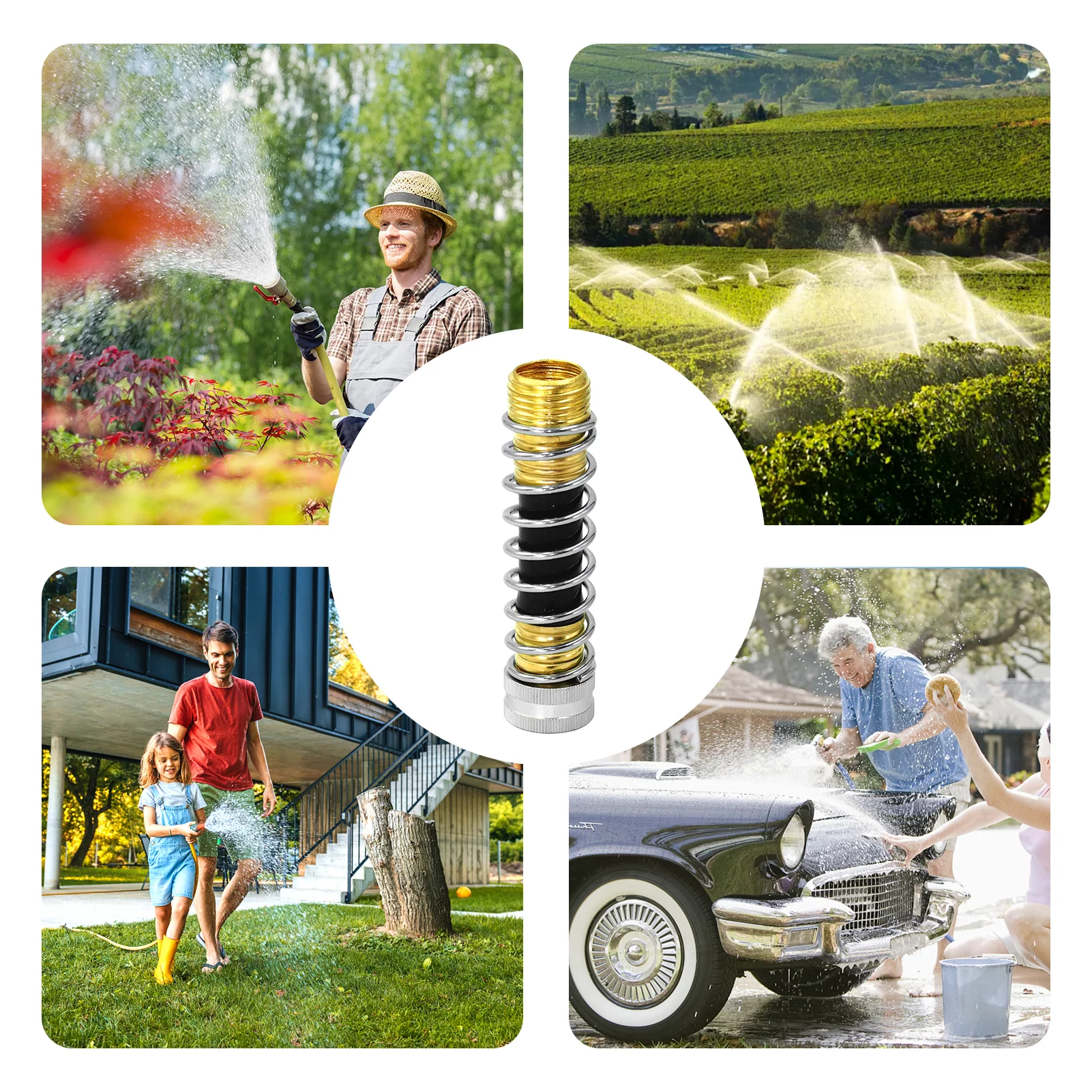 Arealer Garden Hose Adapter with Coil Spring 34in Hose Kink Protector for Yard Lawn Agriculture Irrigation Car Washing