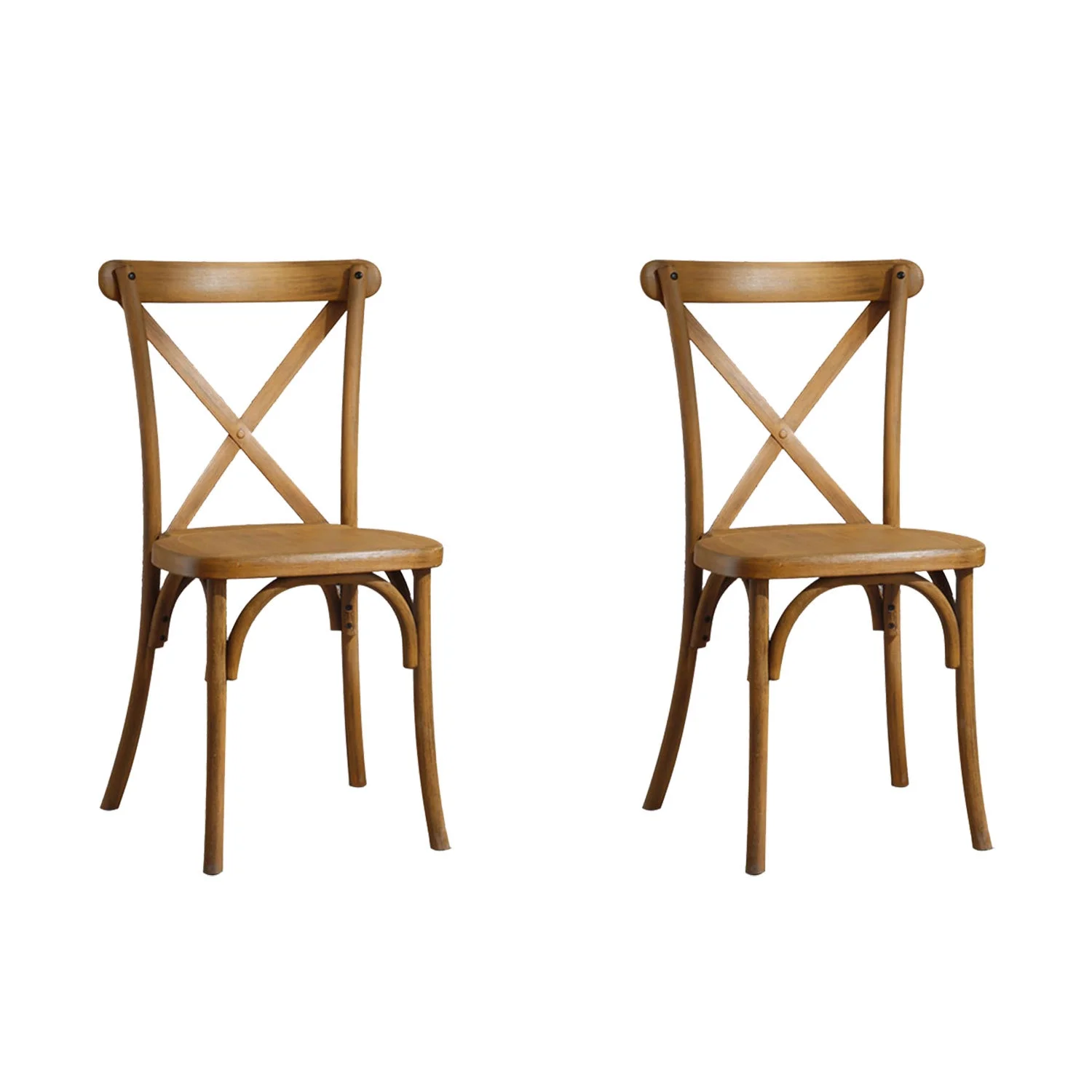 Elegant and Comfortable Set of 2 Stylish Resin X-Back Dining Chairs with Retro Mid Century Style and Modern Farmhouse Design in Natural Wood Finish - Perfect Seating Solution for Your Hom