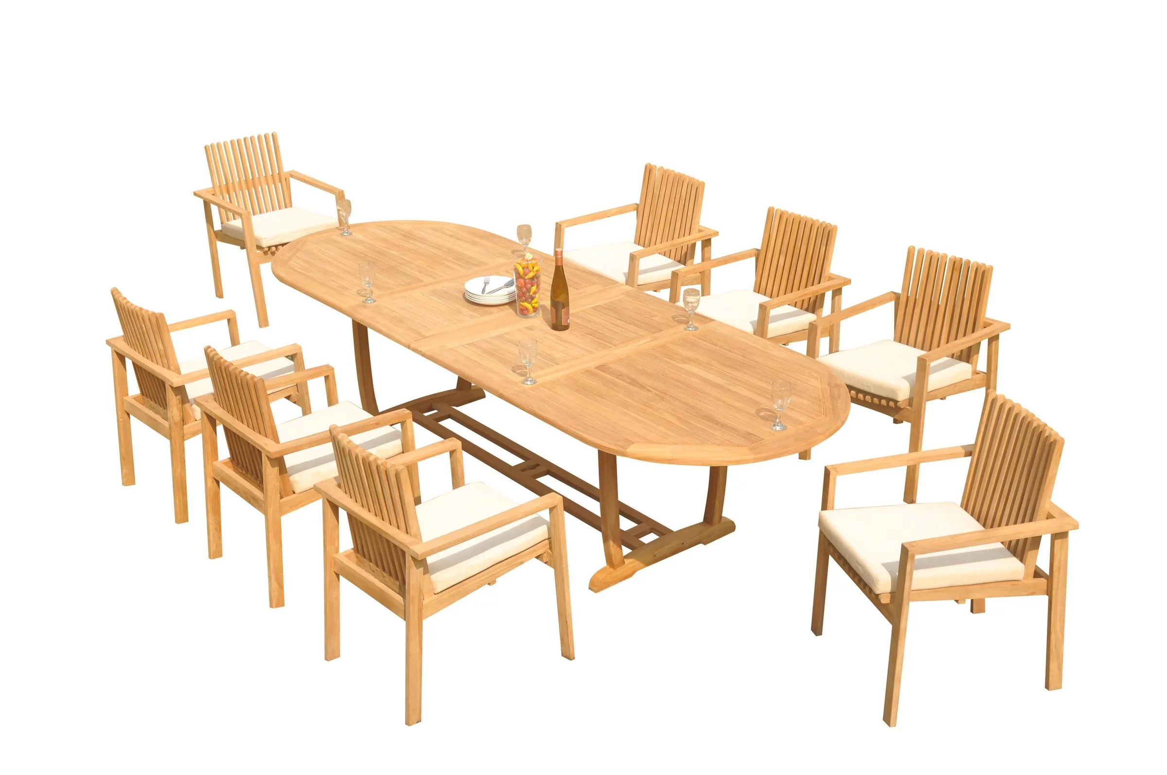 Grade-A Teak Dining Set: 8 Seater 9 Pc: 118