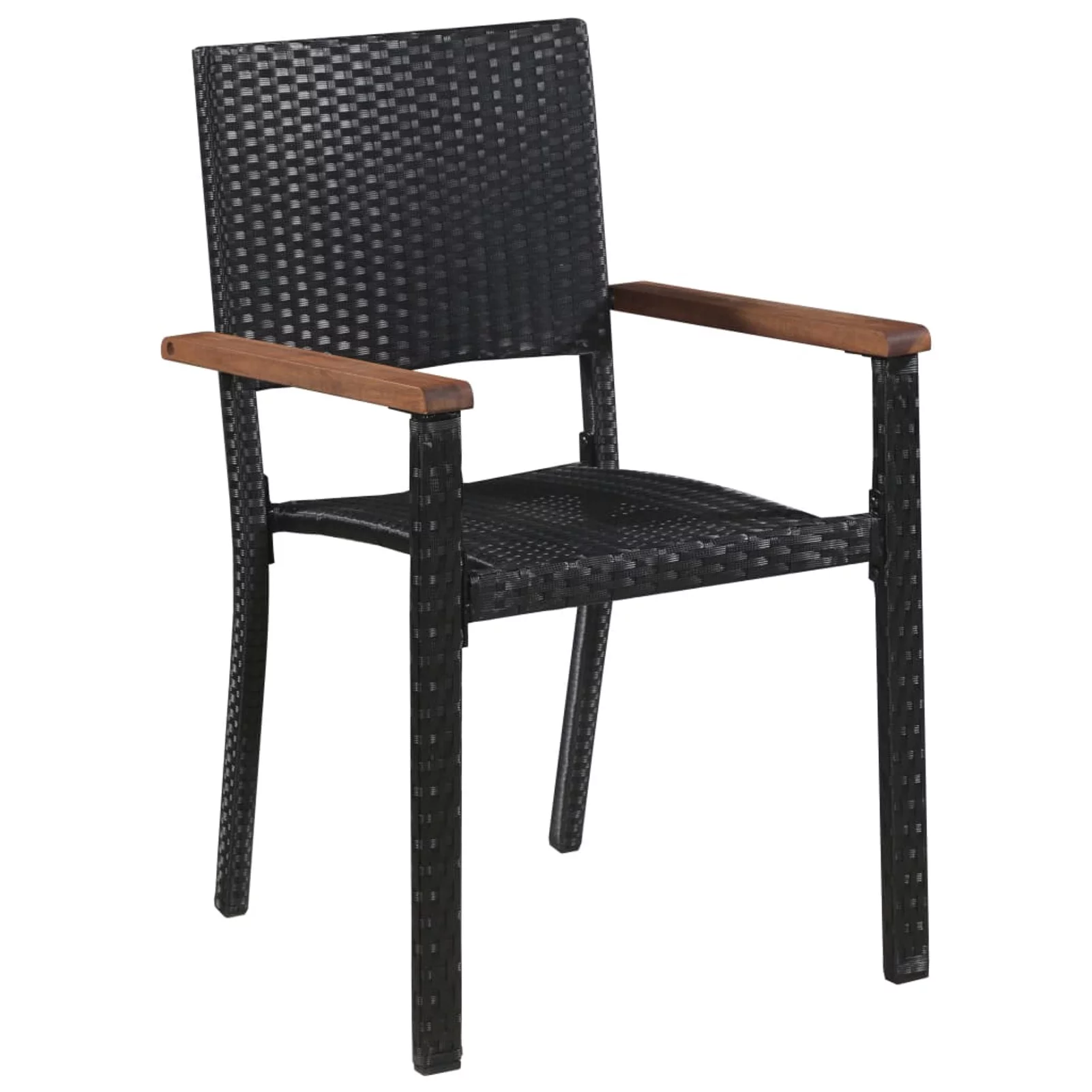 Dcenta 2 Piece Garden Chairs Black Poly Rattan  Dining Chair Steel Frame for Patio, Backyard, Lawn, Balcony,  Furniture 22 x 21.7 x 34.6 Inches (W x D x H)