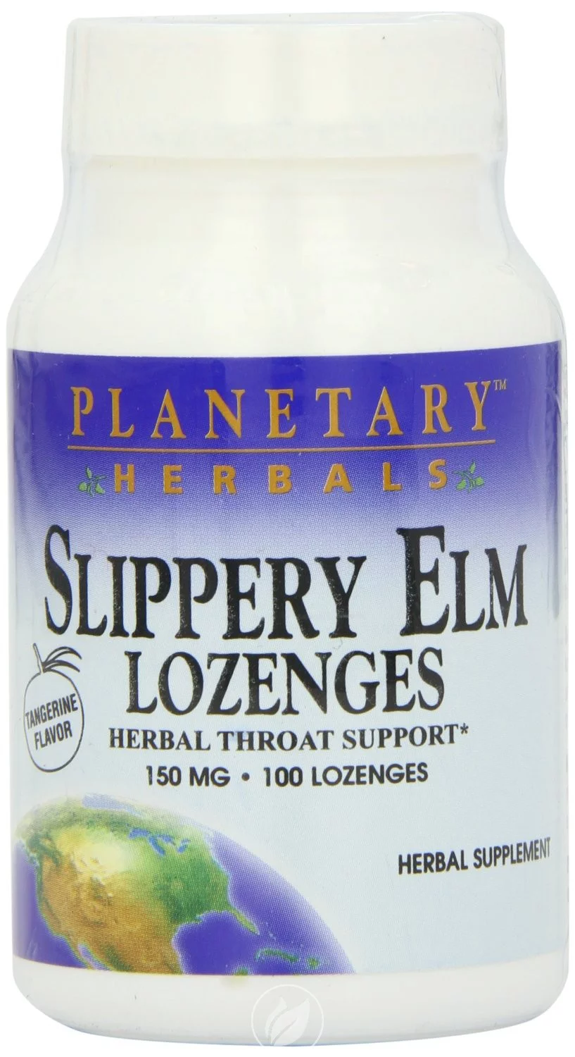 Planetary Herbals Slippery Elm Lozenges, Tangerine, 100 Count