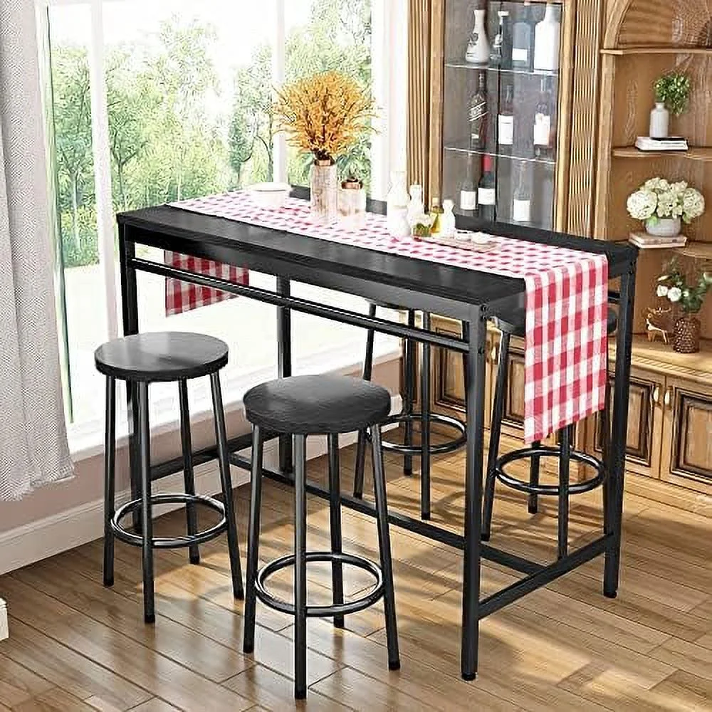 HBLUKDL Dining Table Set for 4  Kitchen Table and Chairs for 4  5 Piece Dining Table Set Counter Height Dinner Table with 4  Stool  Dining Room Breakfast Table Set for Apartment