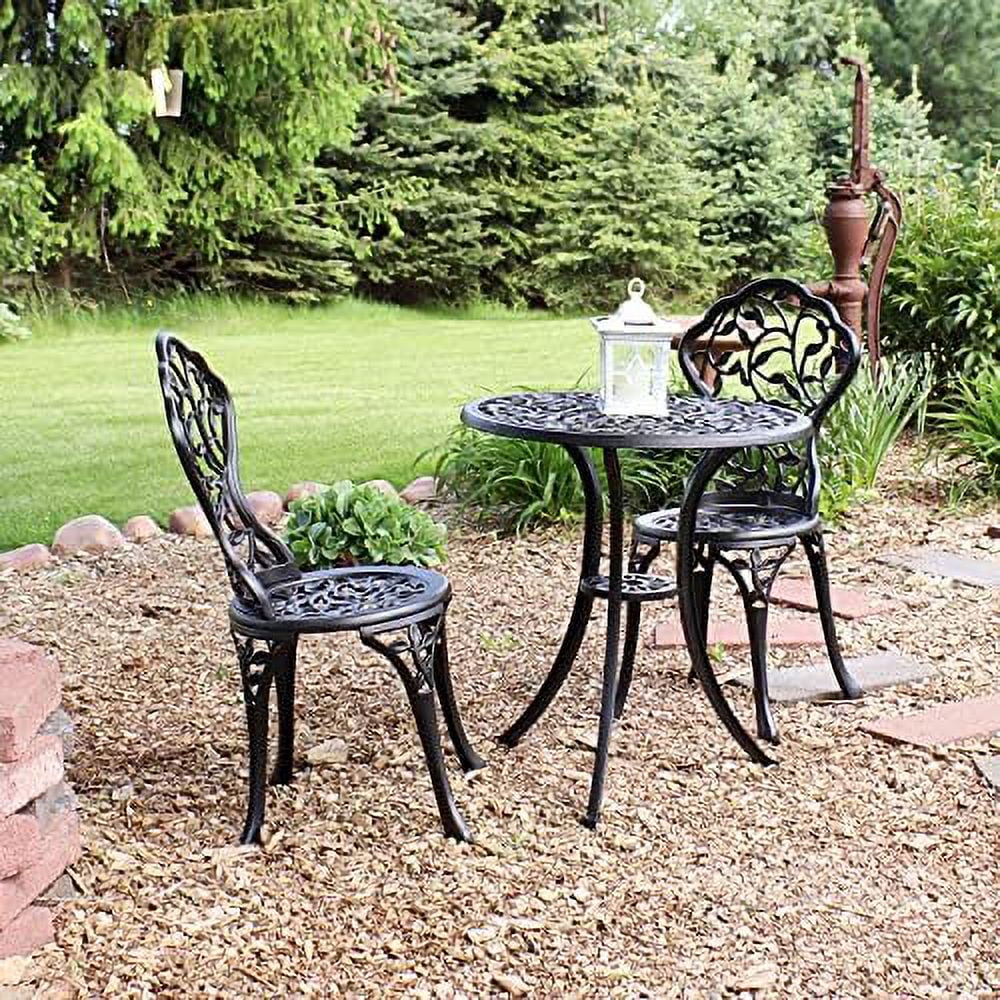 Black Outdoor Cast Aluminum Patio Bistro Set