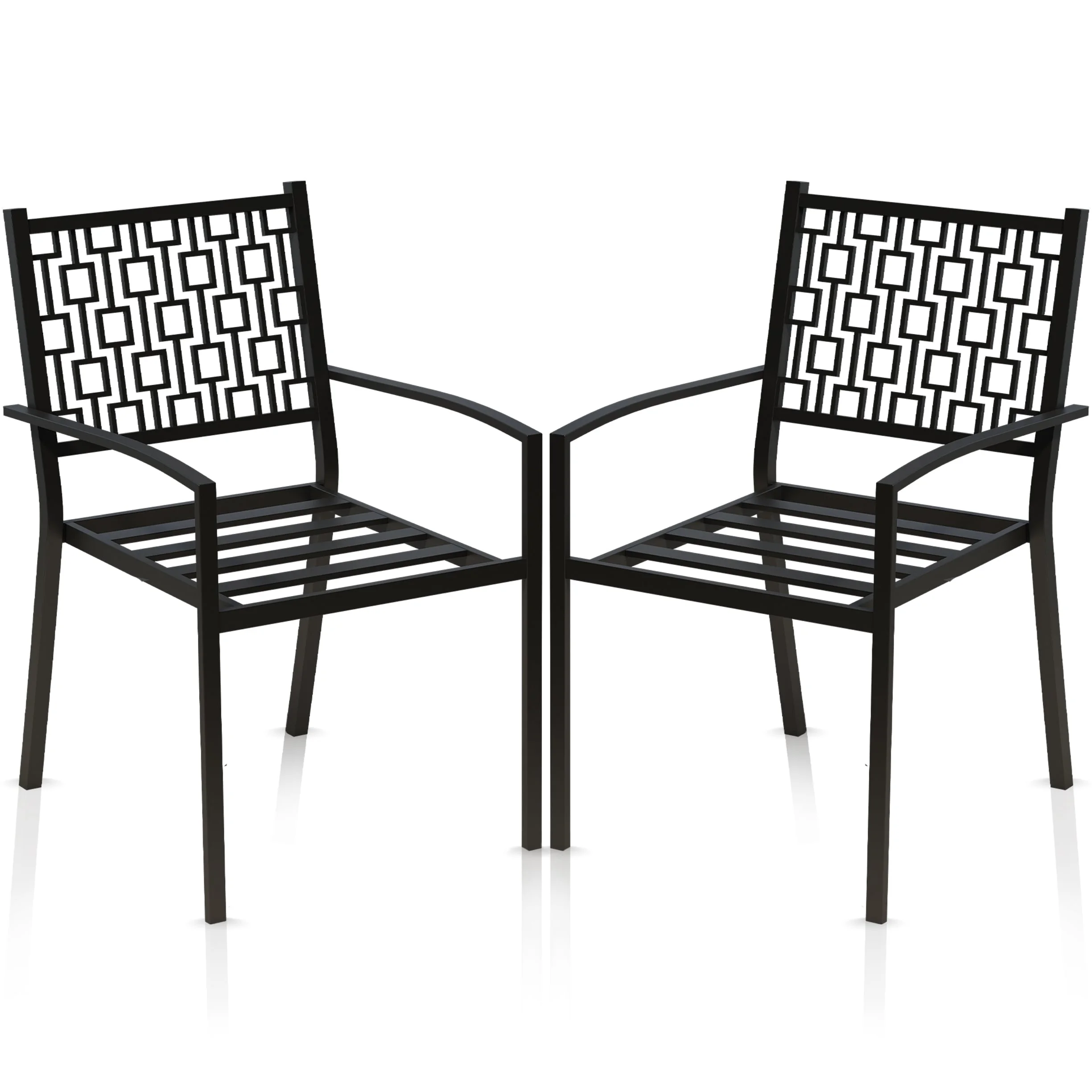 Pyramid Home Decor Black 2-piece Stackable Metal Outdoor Patio Dining Chairs