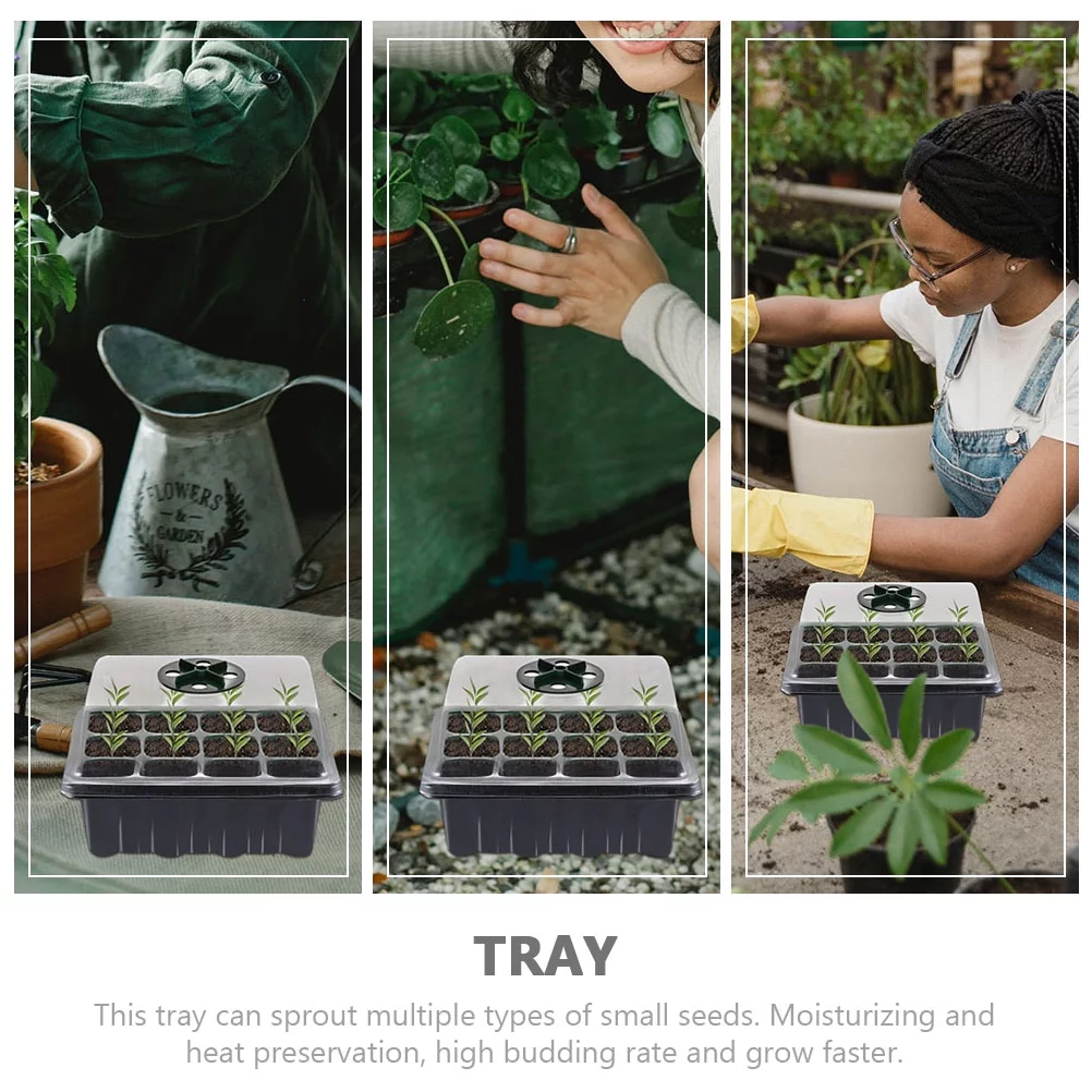 Seedling Tray Germination Greenhouse Planting Starter Container Propagation Vegetable 3 Pcs