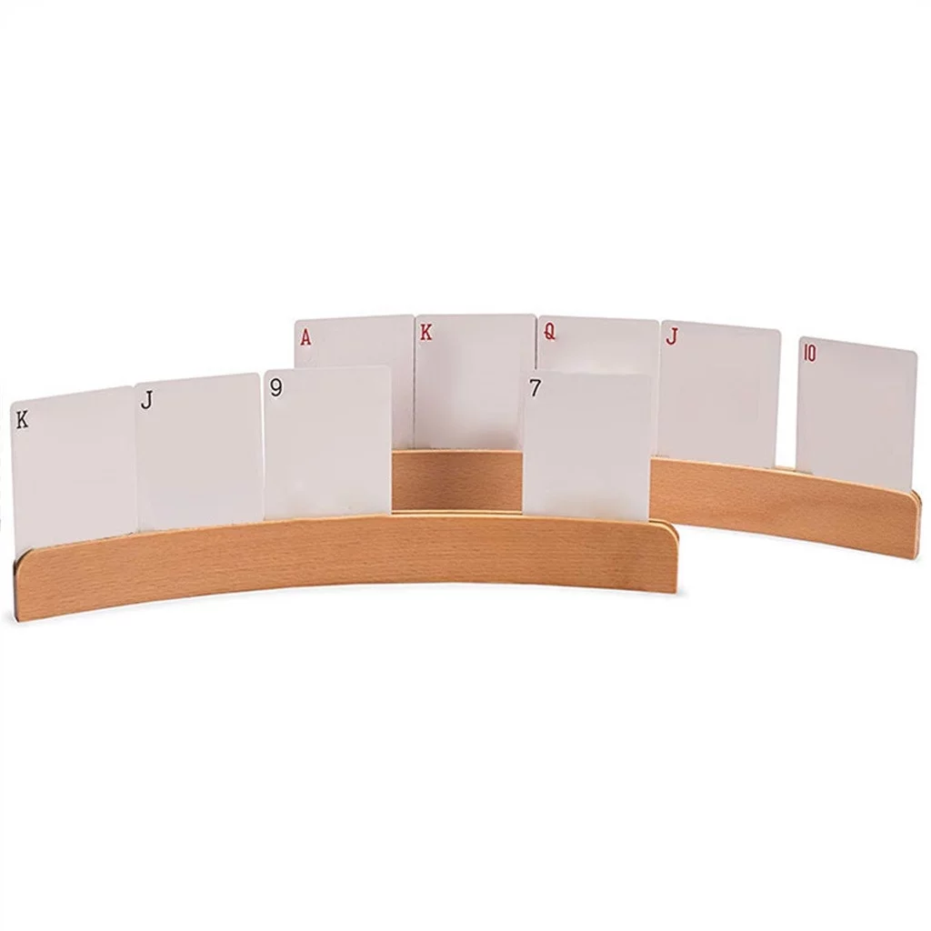 LLQkigsxse Yard Candy Canes Lights Curved Wooden Playing Card Holder 14 Inch Wooden Playing Card Holders, Set of 2 Gift Set