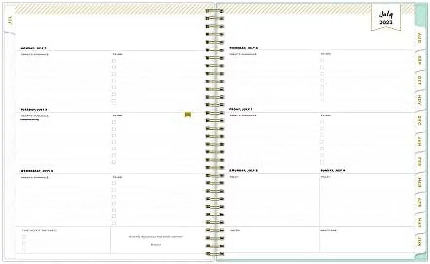 Day Designer For 2023-2024 Academic Year Weekly And Monthly Planner, 8.5' X 11', Frosted Cover, Wirebound, Secret Garden Mint (137896-A24)