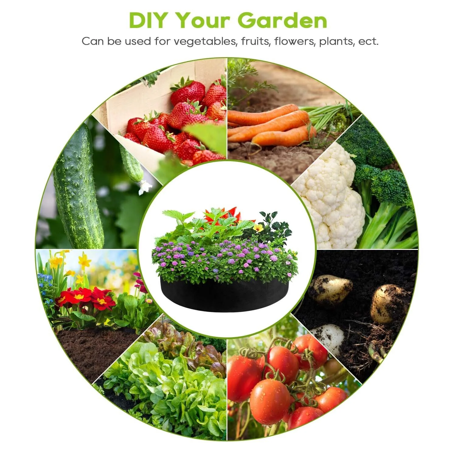 1-30 Gallon Plant Grow Bags Fabric Pot Nursery Soil Bag Thickened Nonwoven Bag