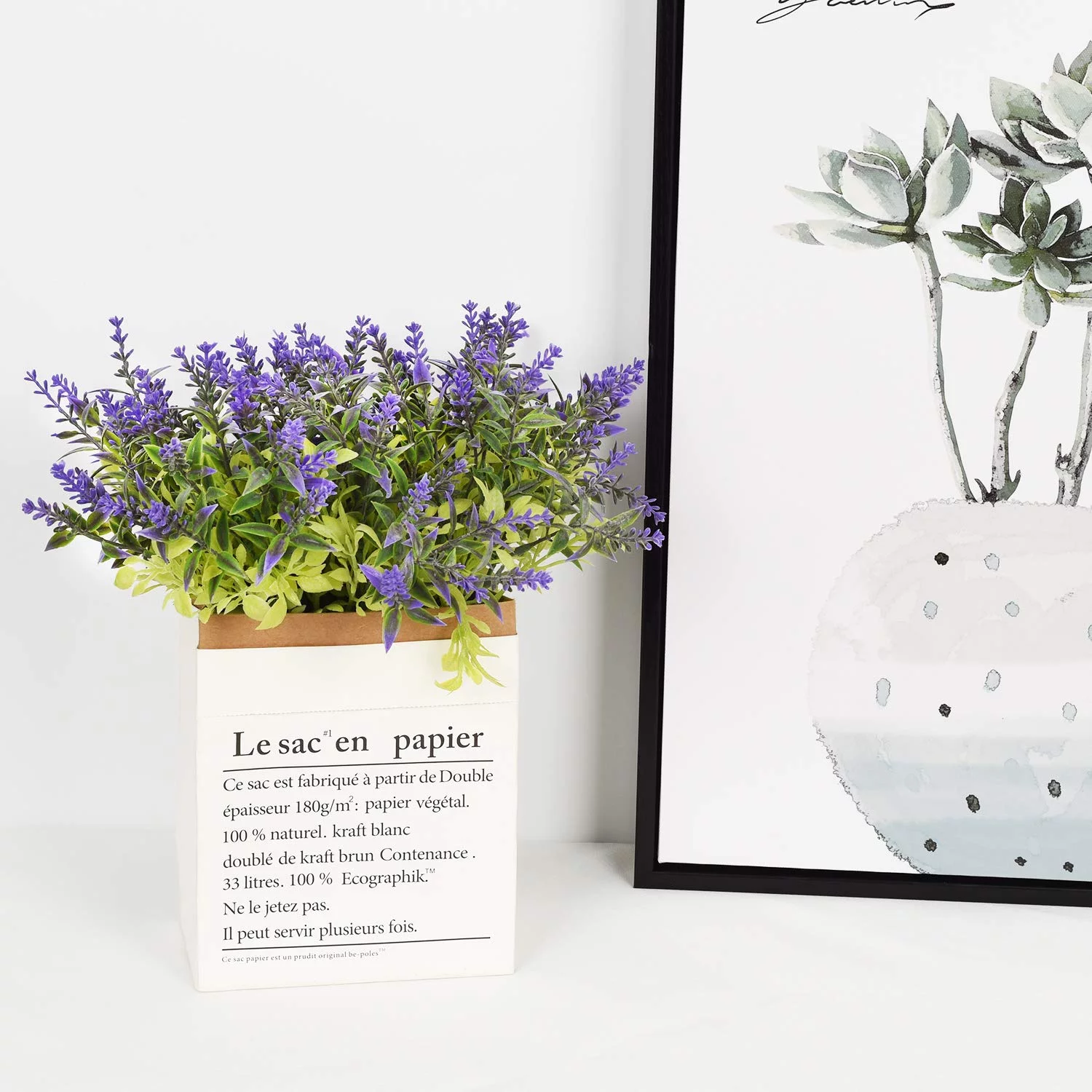 Coolmade 5 Pcs Artificial Lavender Flowers Bouquet Fake Flocked Plant Purple Fake Flower Decor Brighten Home Party Wedding Centerpieces Arrangements