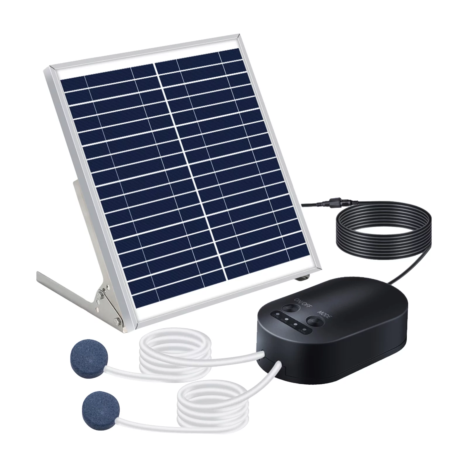 10W Solar Oxygen Pump with Air Stone Bracket Fish Tank Oxygenator 3 Adjustable Modes Aquarium Oxygen Aerator for S Pond Emergency Fishing Bird Bath