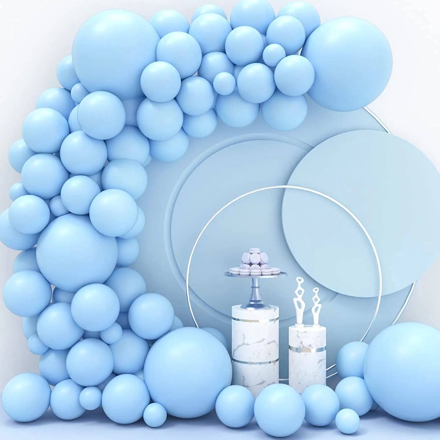 Blue Balloons 110 Pcs Pastel Balloon Garland Different Sizes 5 10 12 18 Inch Light Blue Balloons for Baby Shower Wedding Party Decorations