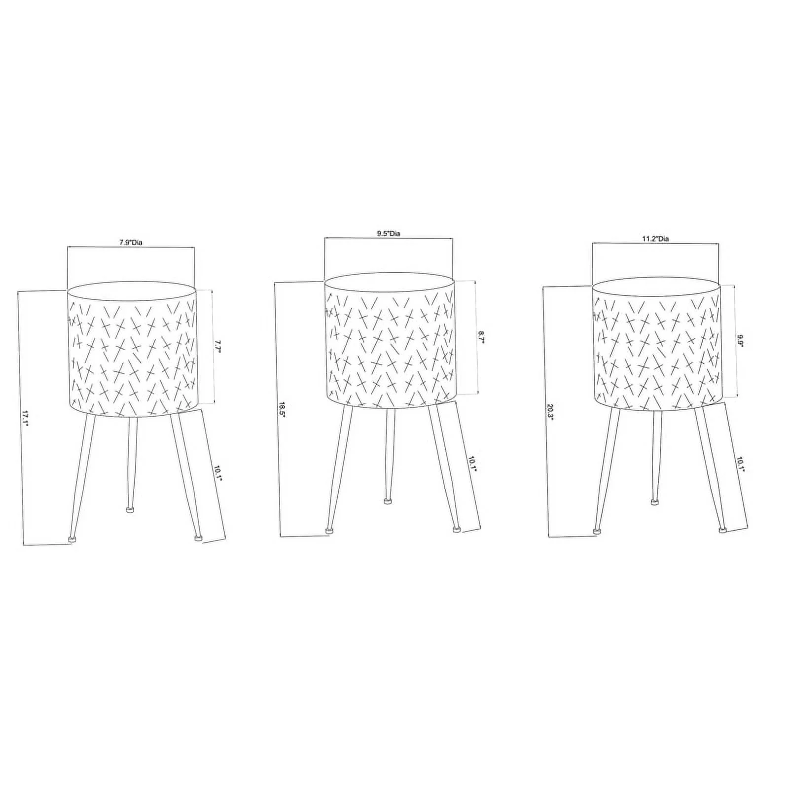 Afuera Living 3-Piece Metal Cachepot Planters in Distressed White and Black