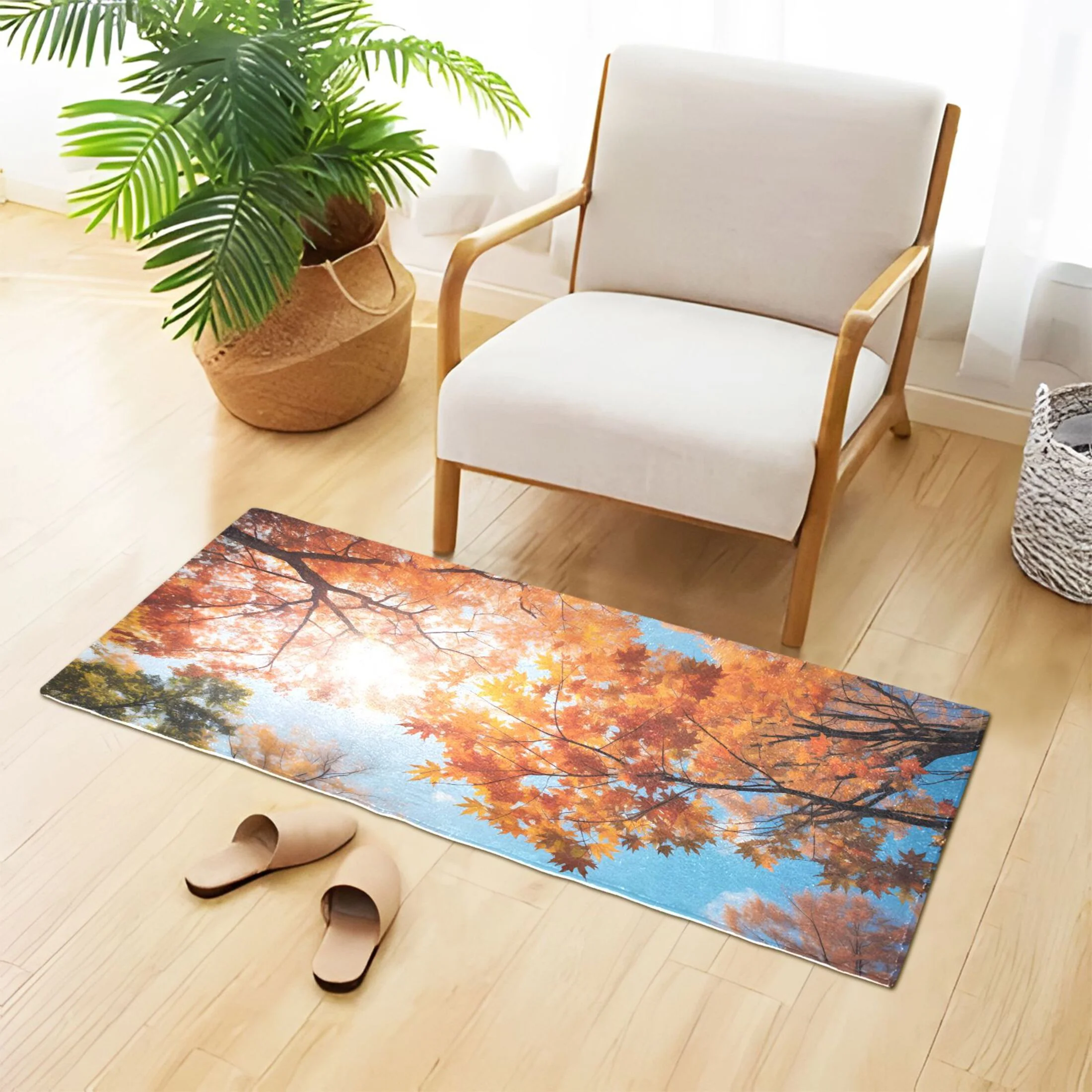 Autumn Leaves Tree Luxury Kitchen Rug Non Slip Bathroom Plush Mat Shaggy Bedroom Carpet 39