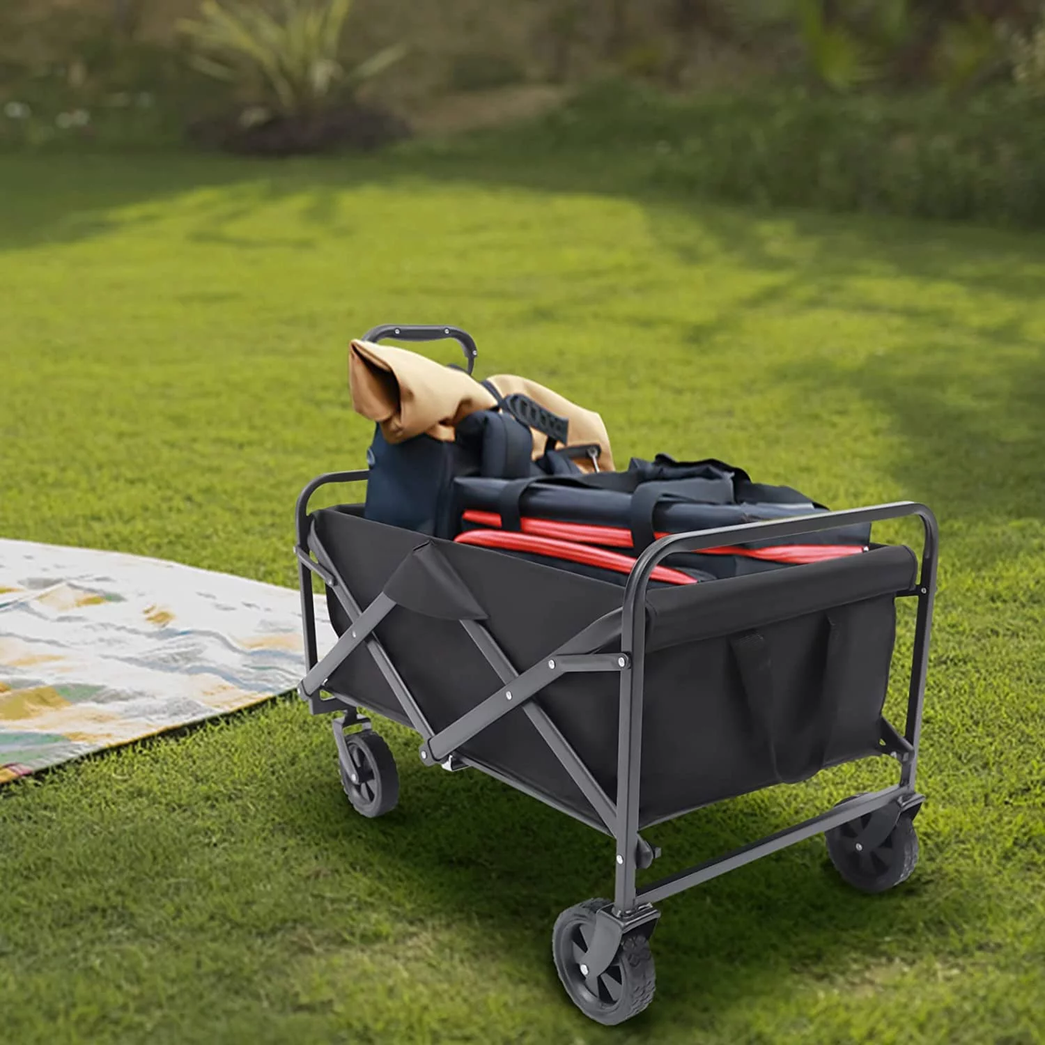 Miumaeov Folding & Rolling Collapsible Garden Cart Camping Wagon Utility 5