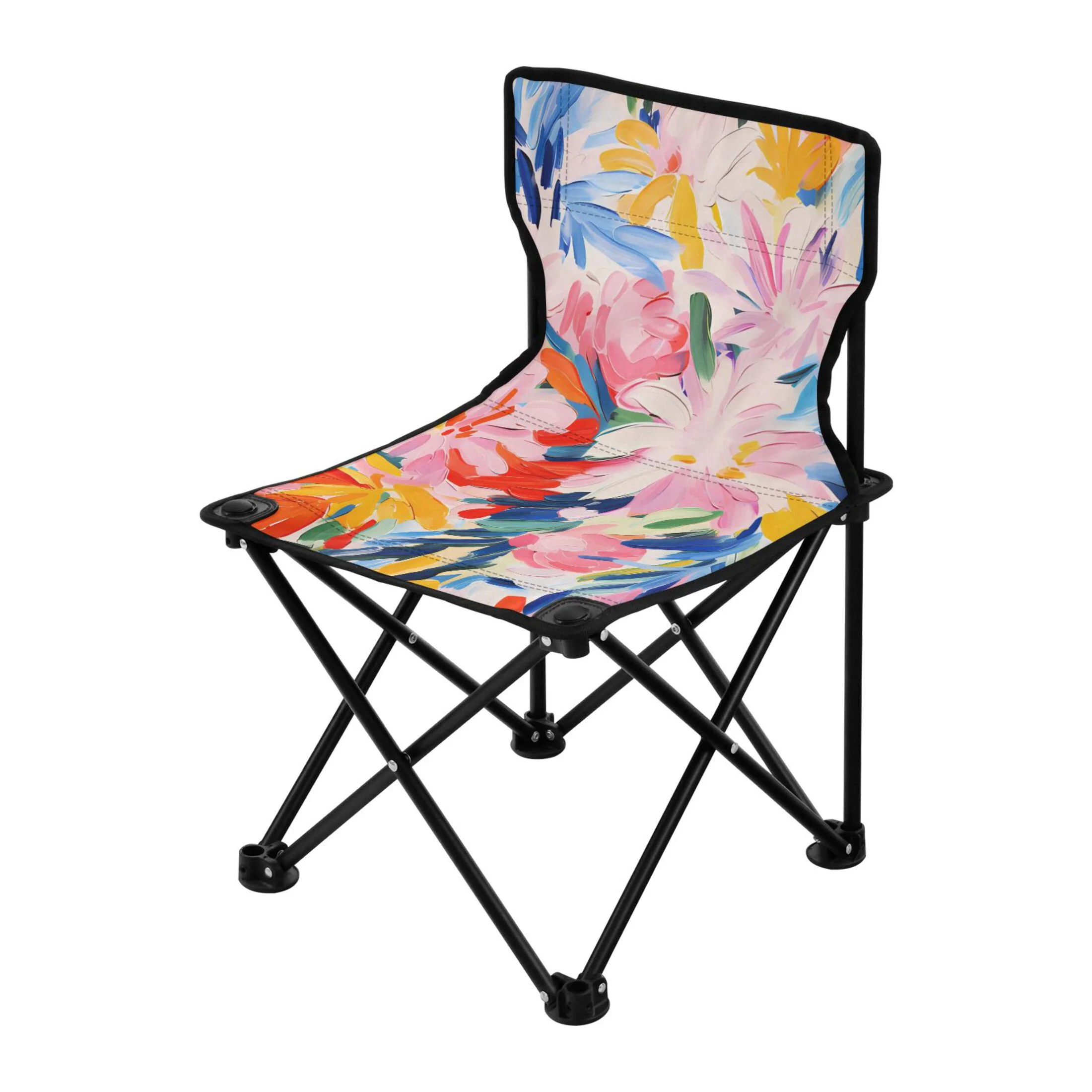 Flowers Abstract Pattern Portable Camping Chair Small for Kids Outdoor Folding Beach Chair Fishing Chair Lawn Chair with Carry Bag