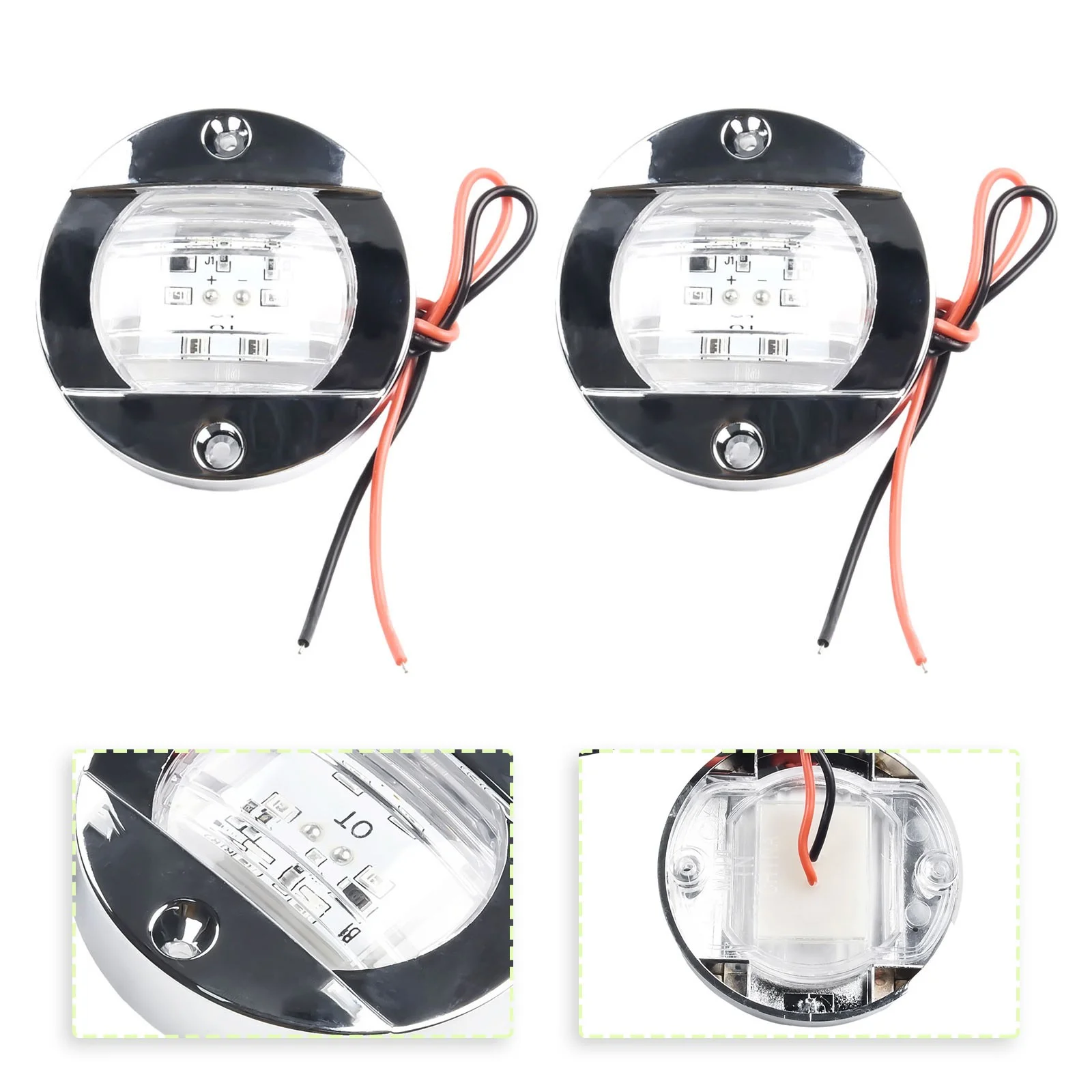 2X Round Marine Boat 6 LED Courtesy Lights Cabin Deck Starboard Stern Light Blue