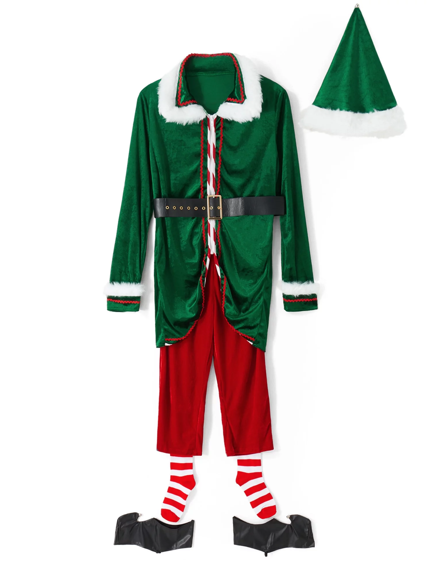 Douhoow Unisex Christmas Elf Cosplay Costume,Medieval Christmas Suit Santa Claus Fancy Dress