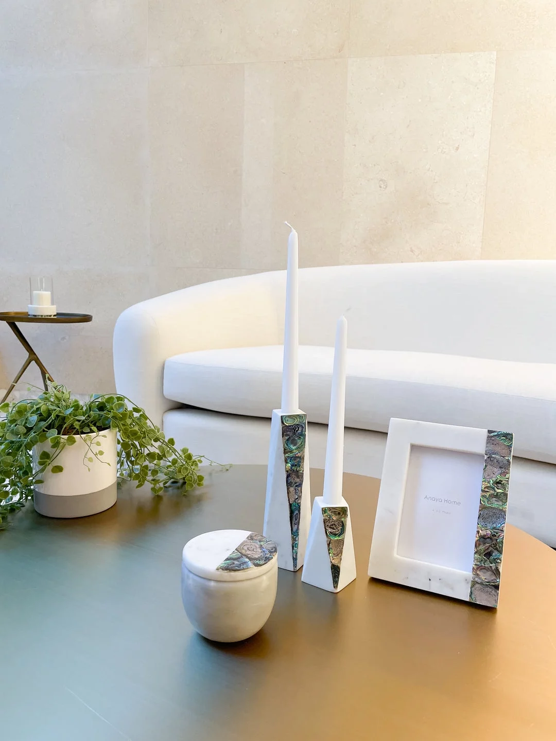 Rainbow Mother of Pearl Eucalyptus Marble Candle