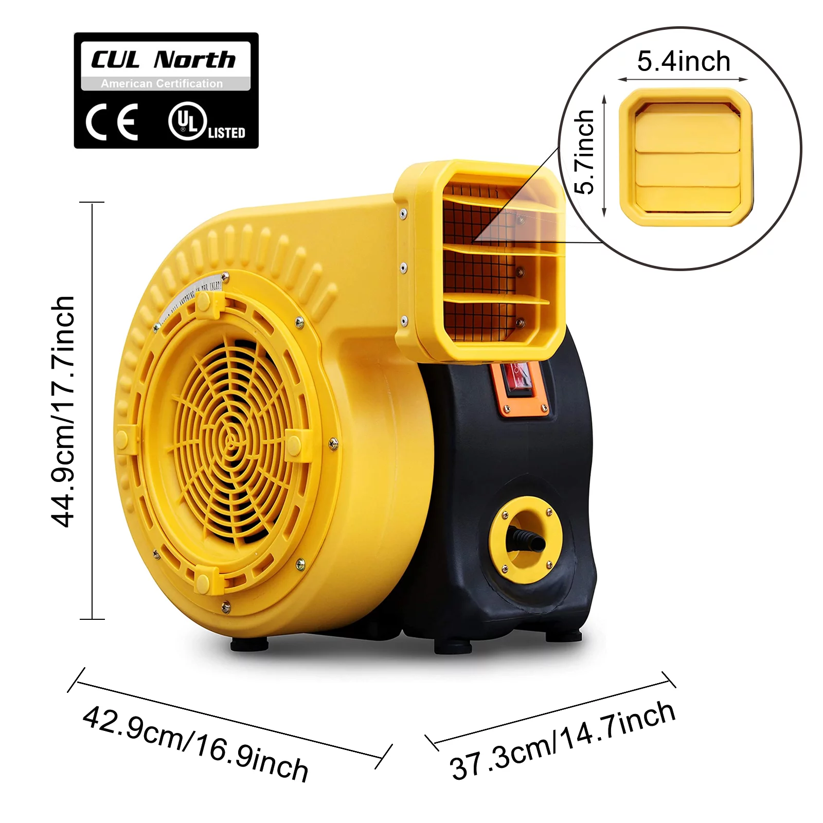 High-Power 1100W 1.5HP Inflatable Commercial Air Blower for Outdoor Bounce Houses, Water Slides air Sofas, Paint Booth and Other Suitable Large Outdoor inflatables Electric Air Pump Fan