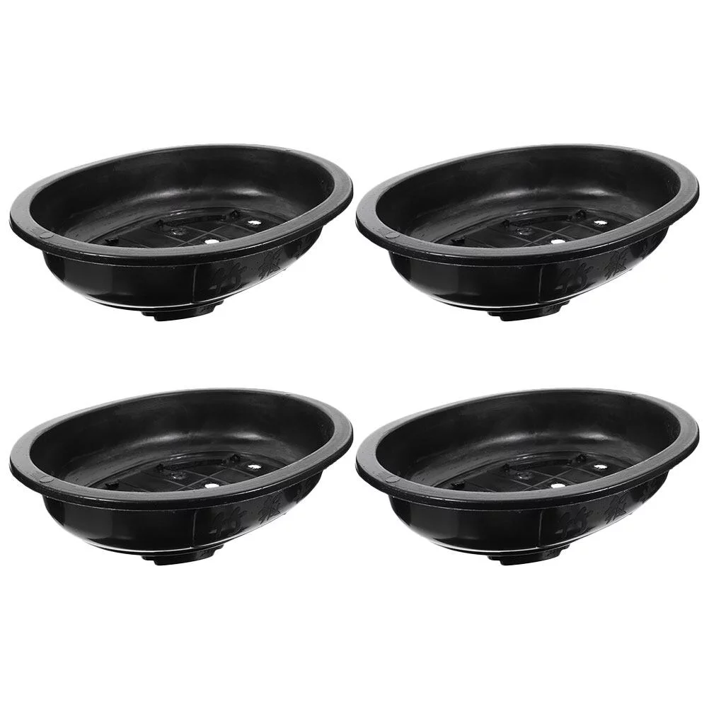 Gongxipen 4pcs Plastic Flowerpots Decorative Gardening Oval Bonsai Large Planting Pots