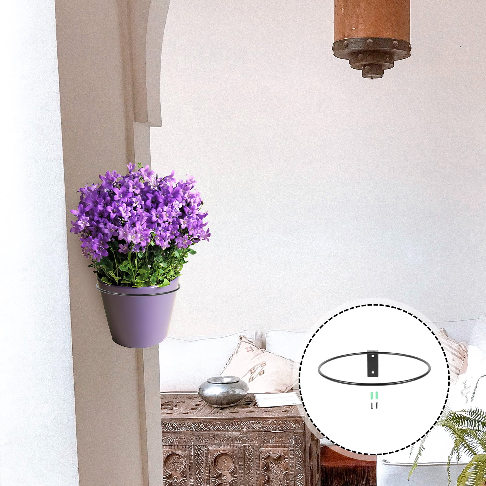Hemoton Wall Mounted Flower Pot Rack Iron Ring Flowerpot Wall Bracket Planter Holder