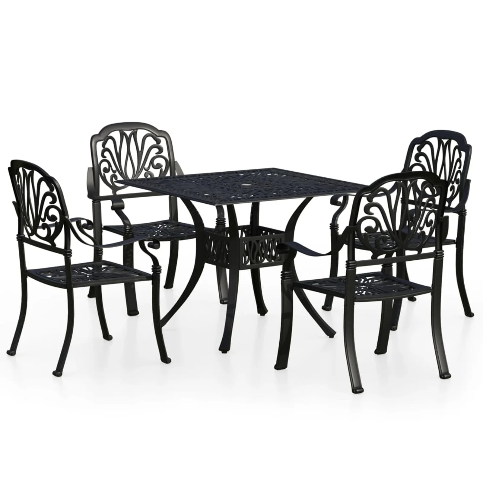 walmeck 5 Piece Bistro Set Cast Aluminum Black