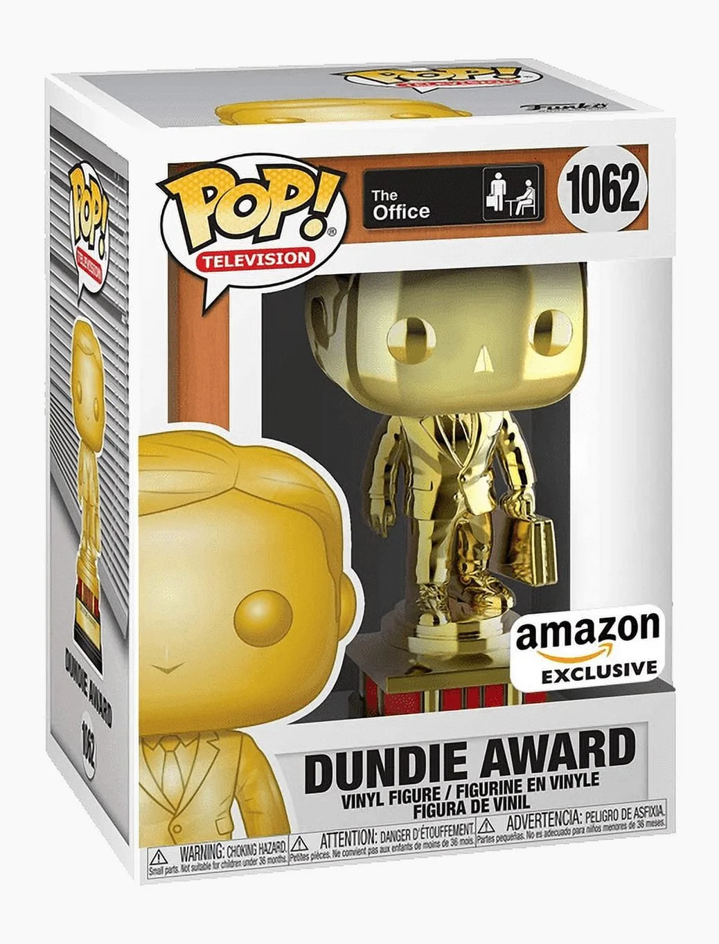 Funko Pop! The Office: THE OFFICE DUNDIE AWARD #1062 GOLD Chrome Exclusive + Protector