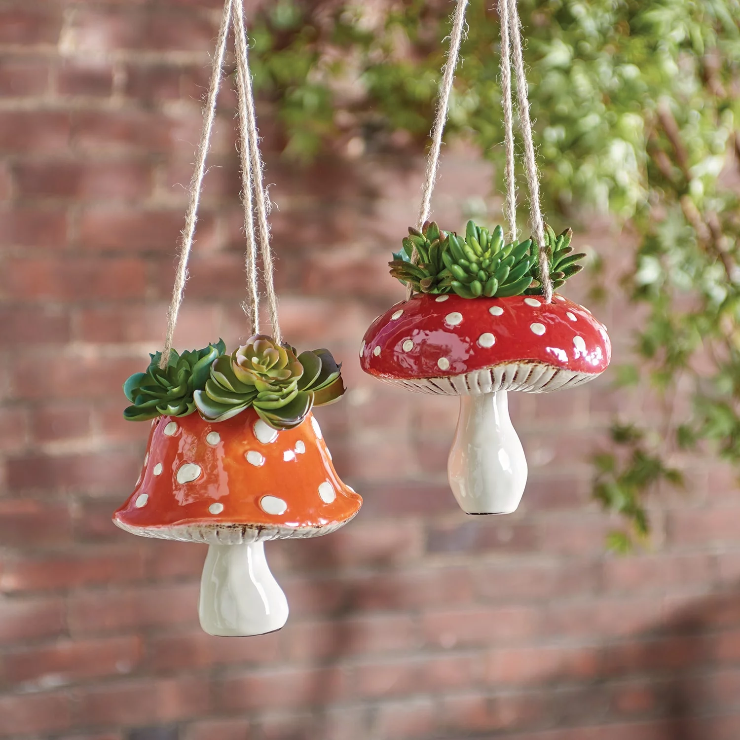 Hanging Toadstool Planters Set