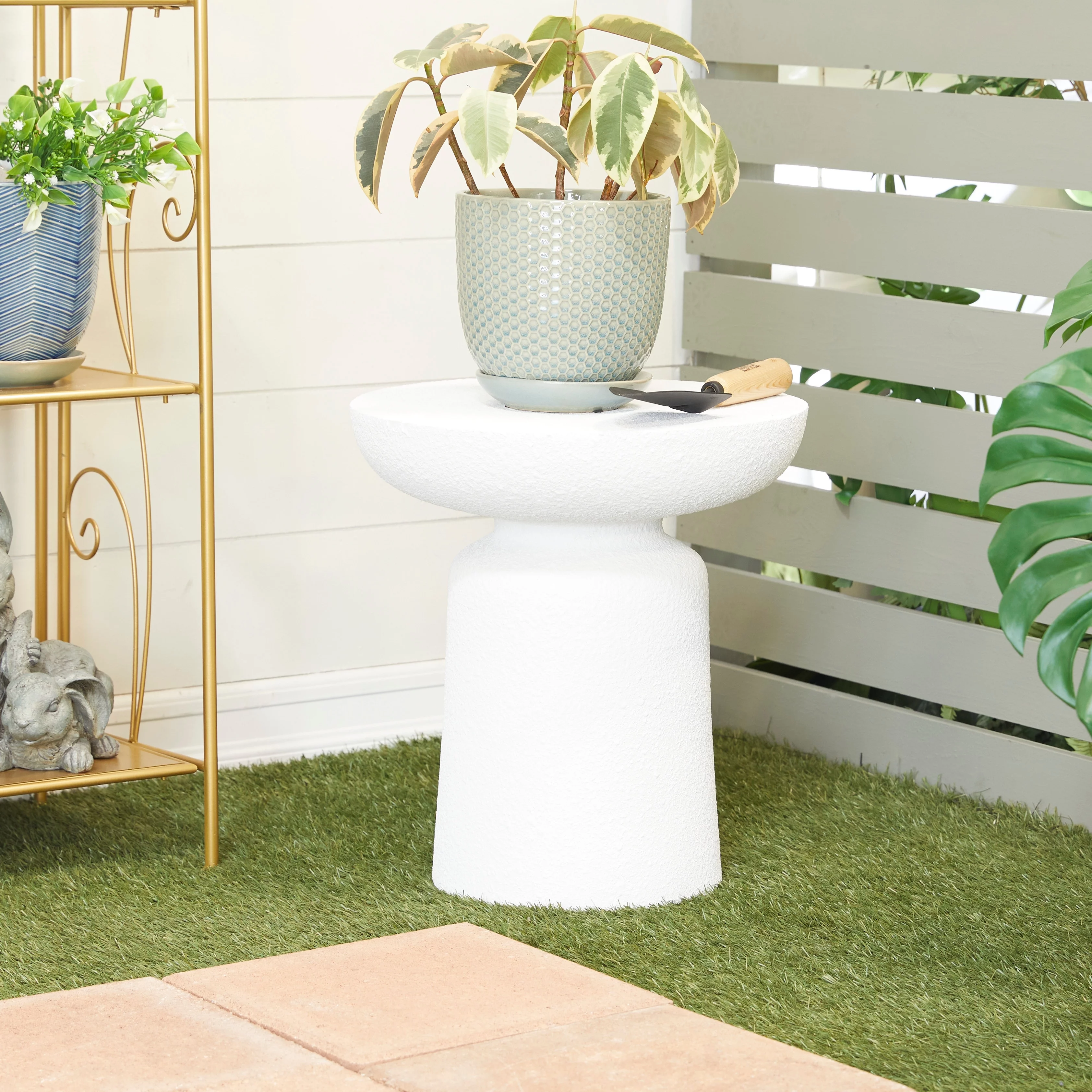 Studio 350 White or Black Magnesium Oxide Outdoor Accent Table with Wide Top White