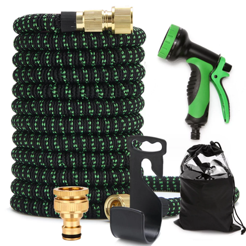 Expandable Garden Water Hose 50 ft, Heavy Duty Stronger Flexible Deluxe w/8 Spray functions ( Green )