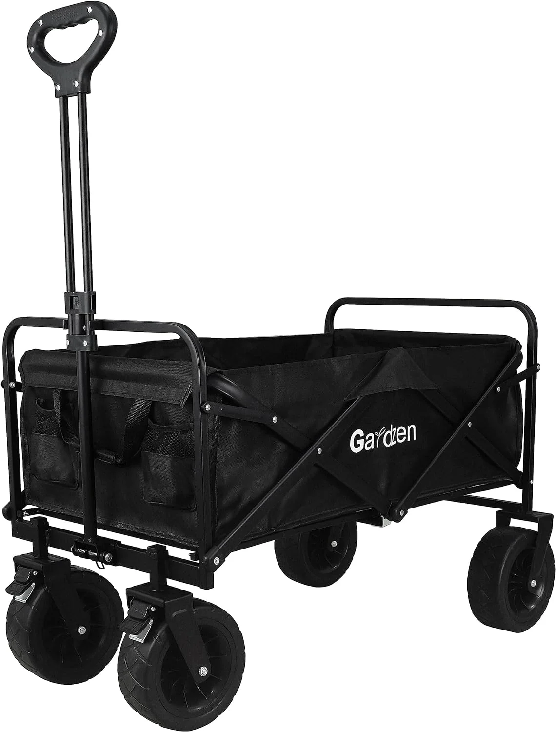 Gardzen Collapsible Wagon Cart, Garden Cart with All-Terrain Wheels, Hauls up to 180 lbs, Black