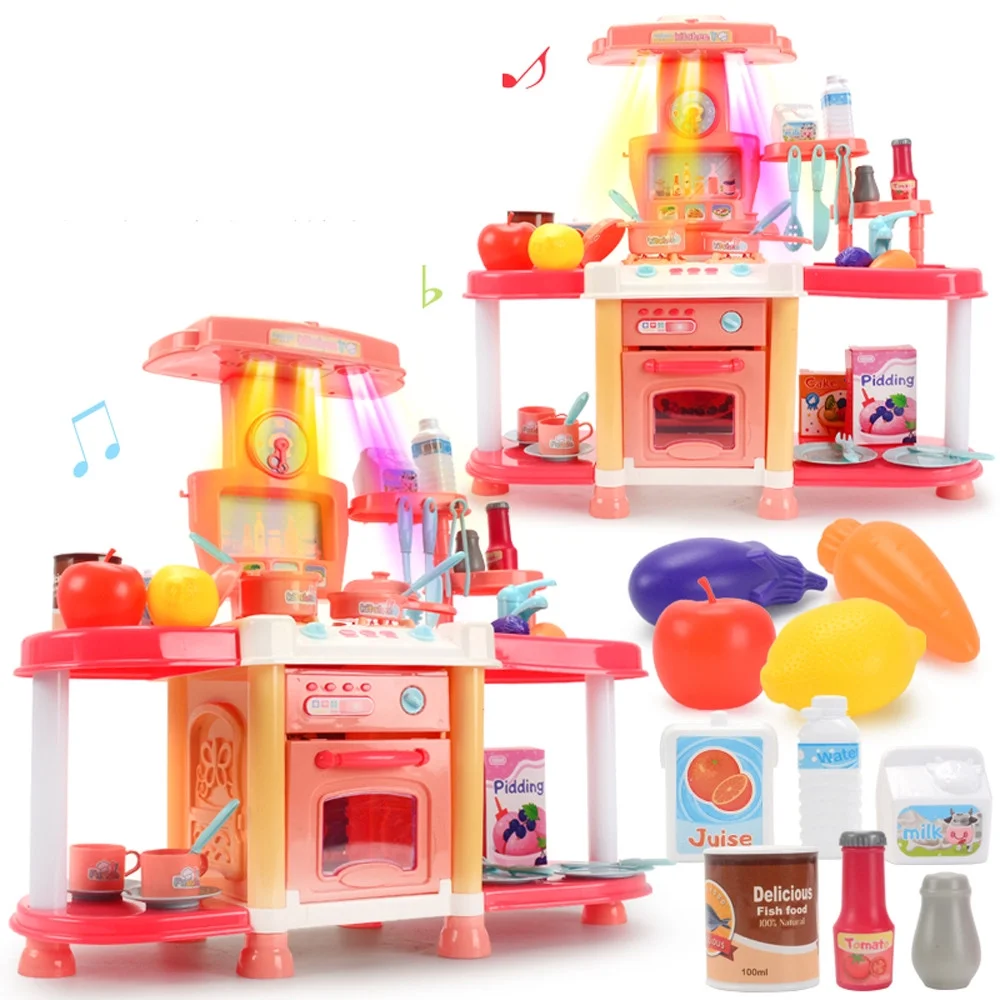 BOLUOYI 4Th of July Outdoor Children's House Sound and Light Electric Kitchen Puzzle Toy Meal Kitchen Play