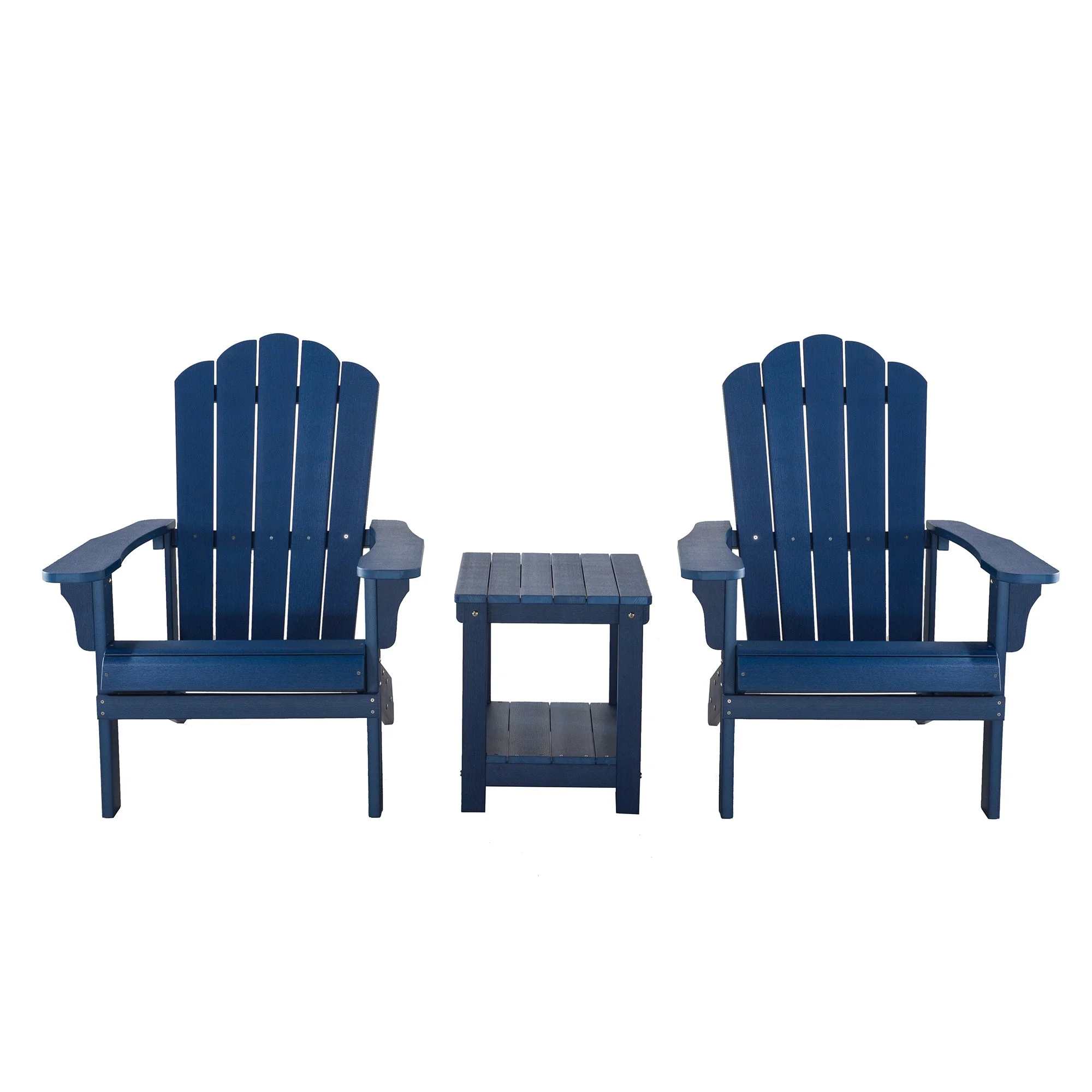 Urbina 3 Pc Outdoor Adirondack Chairs Set - Blue
