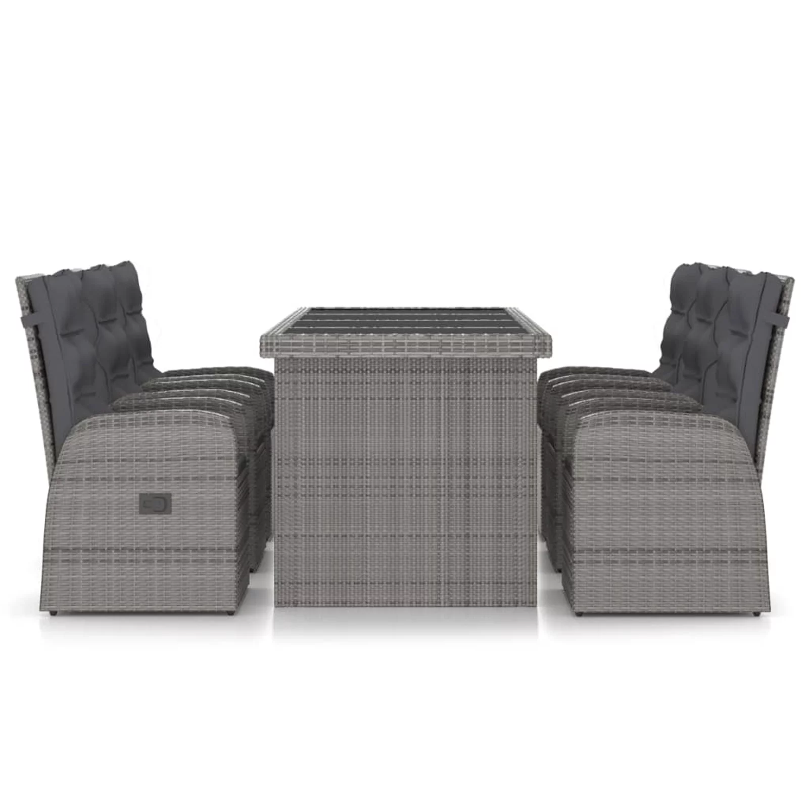 Carevas 7 Piece Patio Dining Set with Cushions Poly Rattan Gray