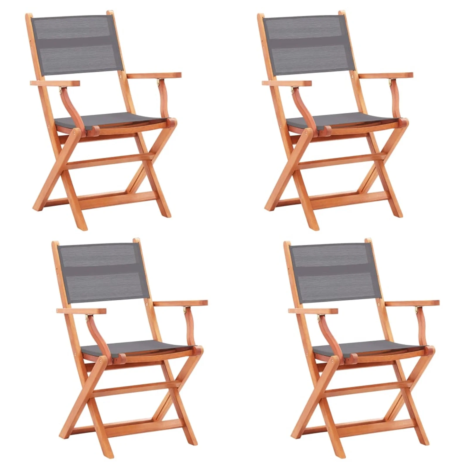 Anself Folding Patio Chairs 4 pcs Solid Eucalyptus Wood&Textilene