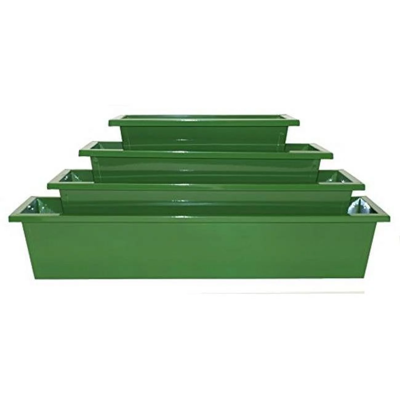 Houston International Trading 8625E SA S-4 Enameled Galvanized Rectangular Planters, Sage - Set of 4
