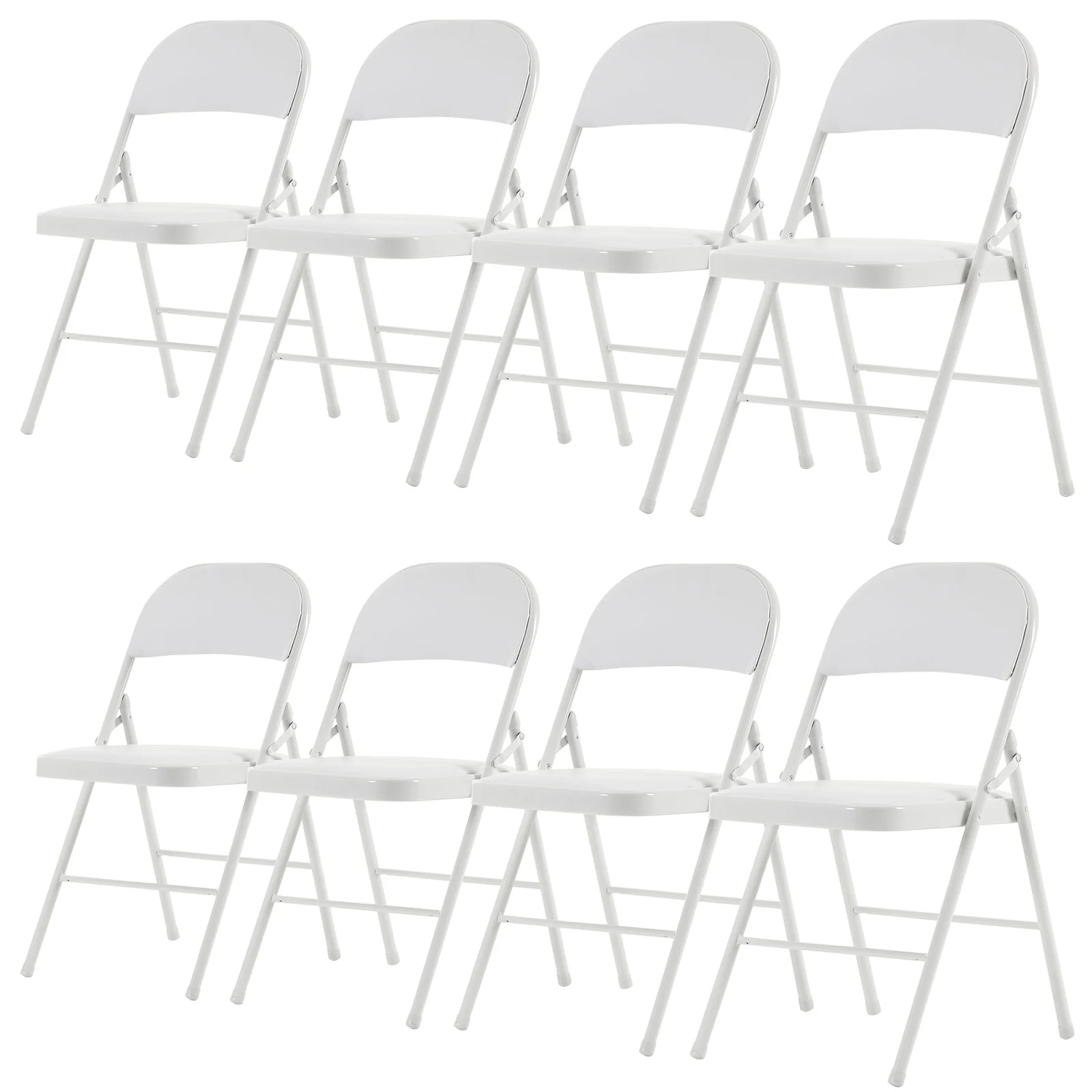 UBesGoo Set of 8 Padded Folding Chair Portable Dining Chairs Heavy Duty Party Chairs with Metal Frame White
