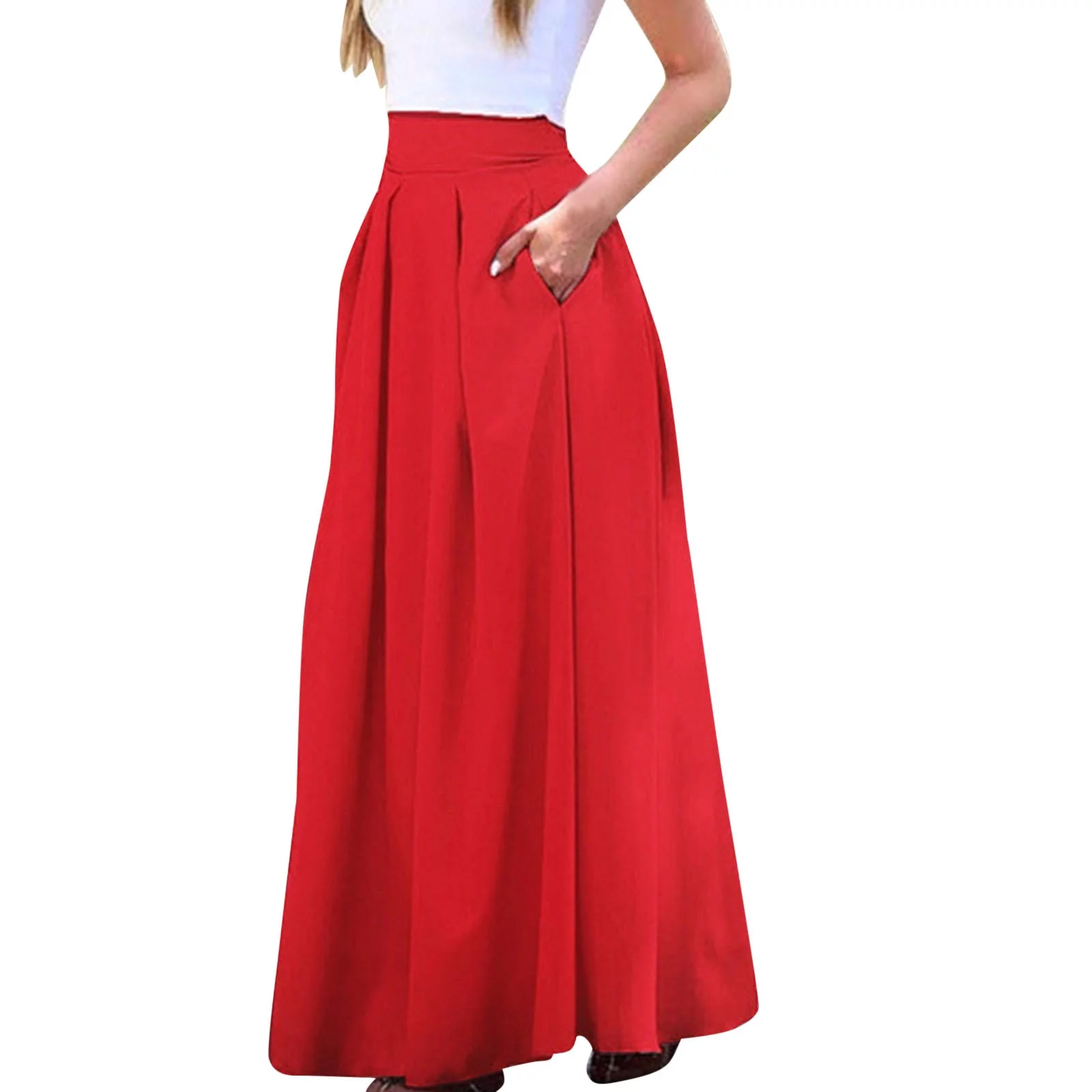 Autumn Tennis Skirt Women'S Large Solid Color Pocket High Waist Ol Half Skirt Pleated Skirt Mini Skirt