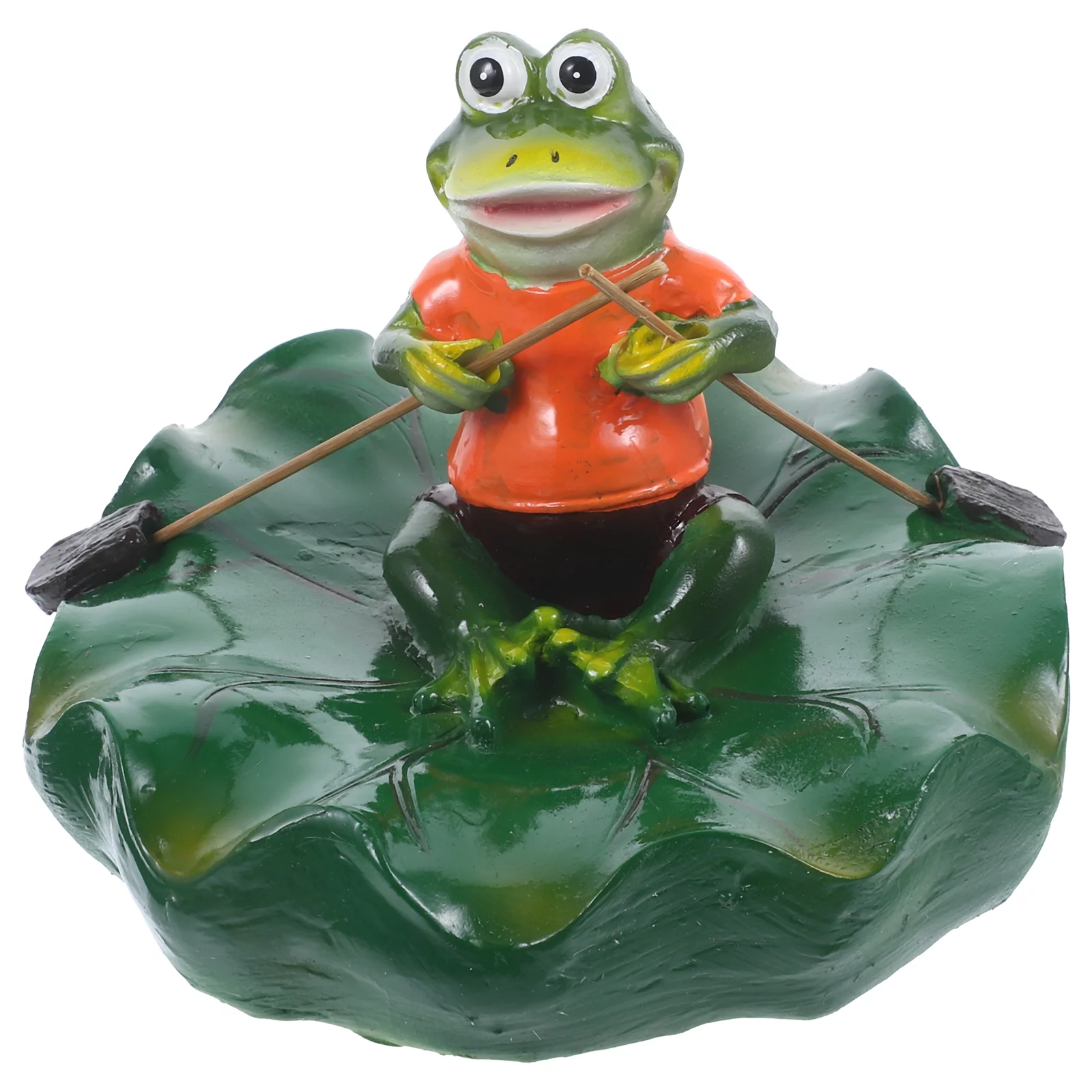 Gongxipen Resin Floating Frog on Lotus Leaf Garden Water Floating Pond Decoration Funny Resin Frog Decoration