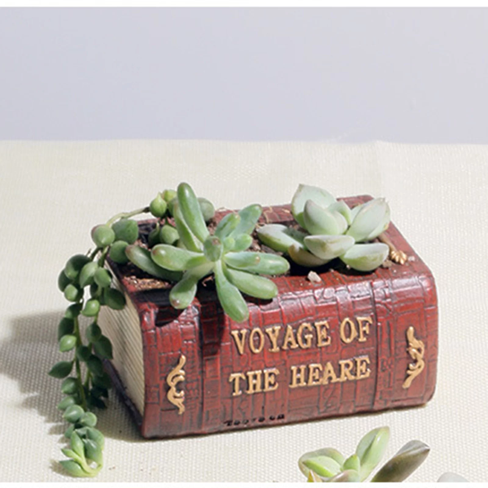 Book Treasure Chest Planter Handmade Resin Succulent Flower Pot Home Garden