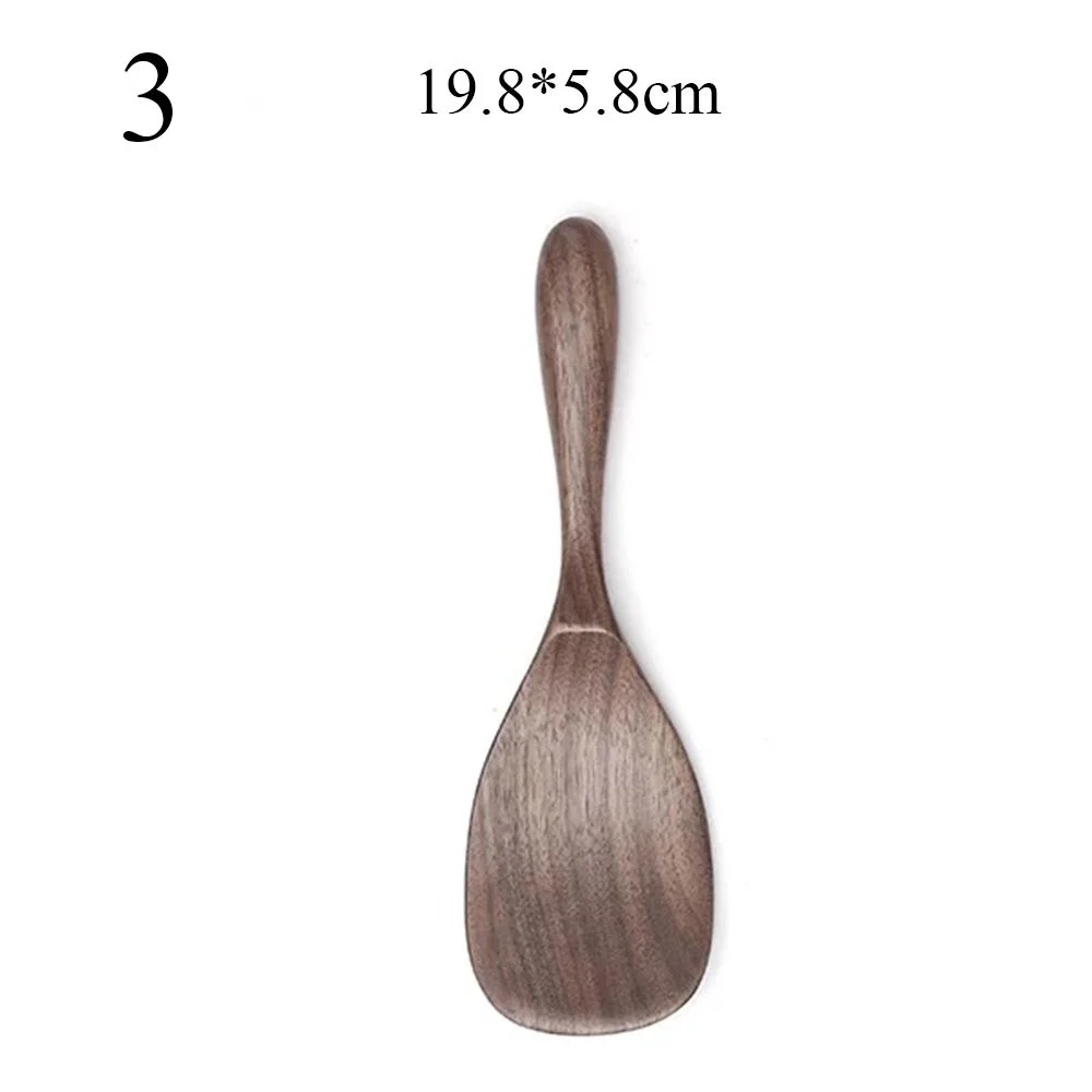 Tableware Kitchenware Wooden Desserts Condiment Black Walnut Rice Shovel Spoon Coffee Spoons Honey Tea Scoops 3