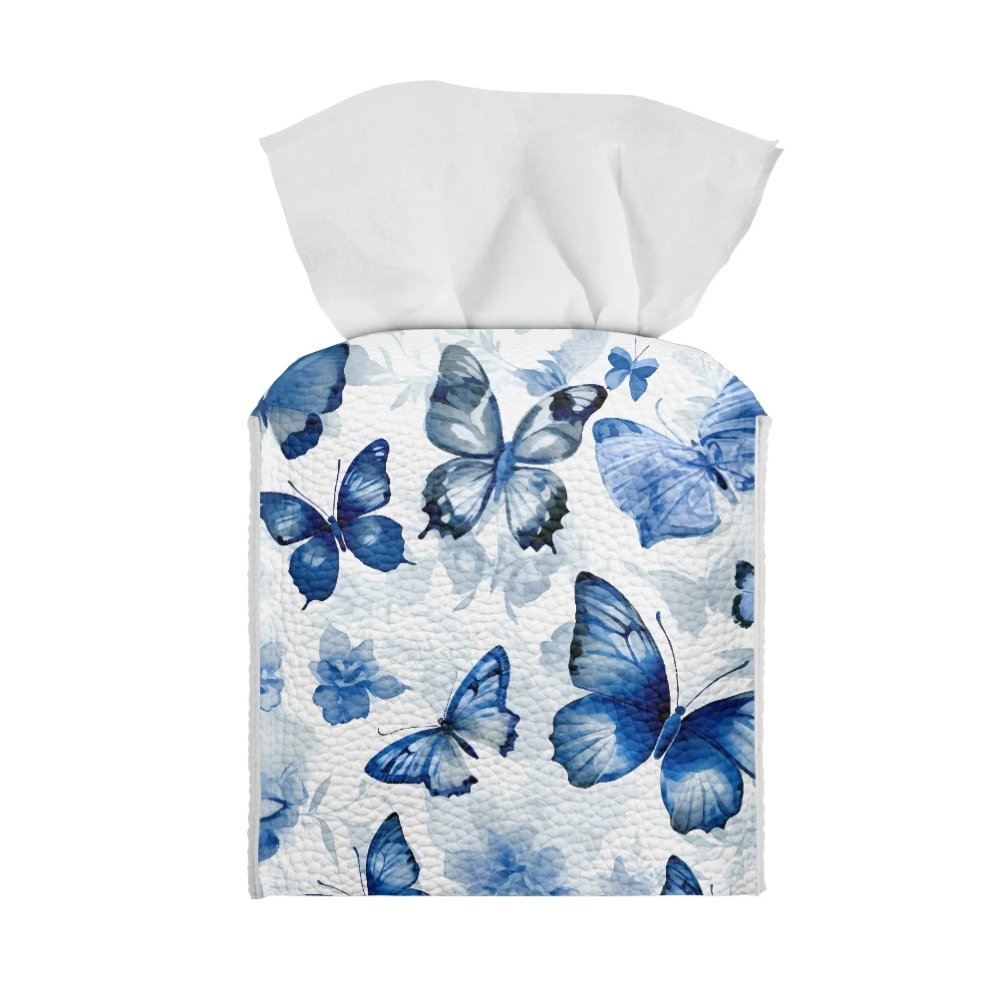 Vodetik Store Tissue Cube Box Butterfly Paper Container PU Leather Tissue Box Cover Square Decorative for Office Car Use