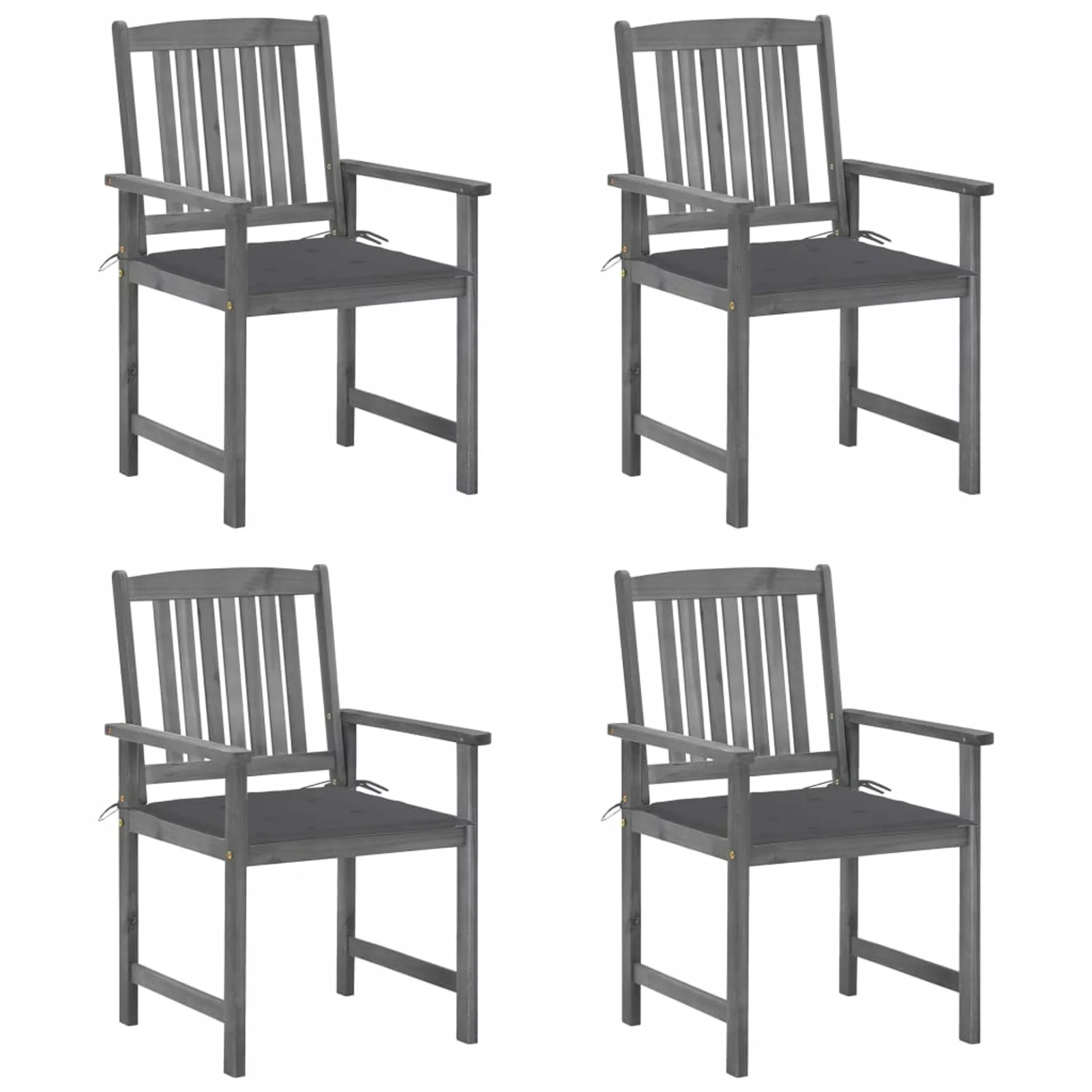 Carevas Patio Chairs with Cushions 4 pcs Gray Solid Acacia Wood