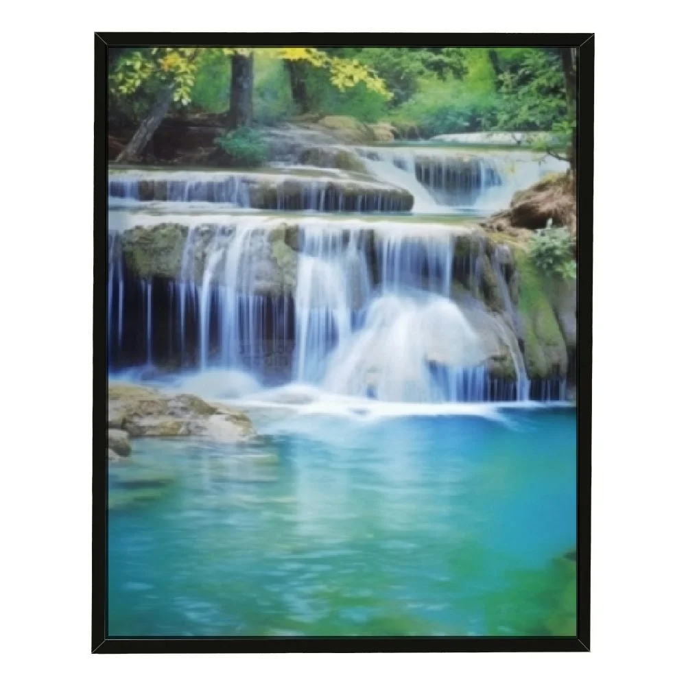 ONETECH Forest Waterfall Water Canvas Wall Art Modern Prints Artwork Posters Wall Painting Home Decor 12x16 Inch Framed 12\x16\