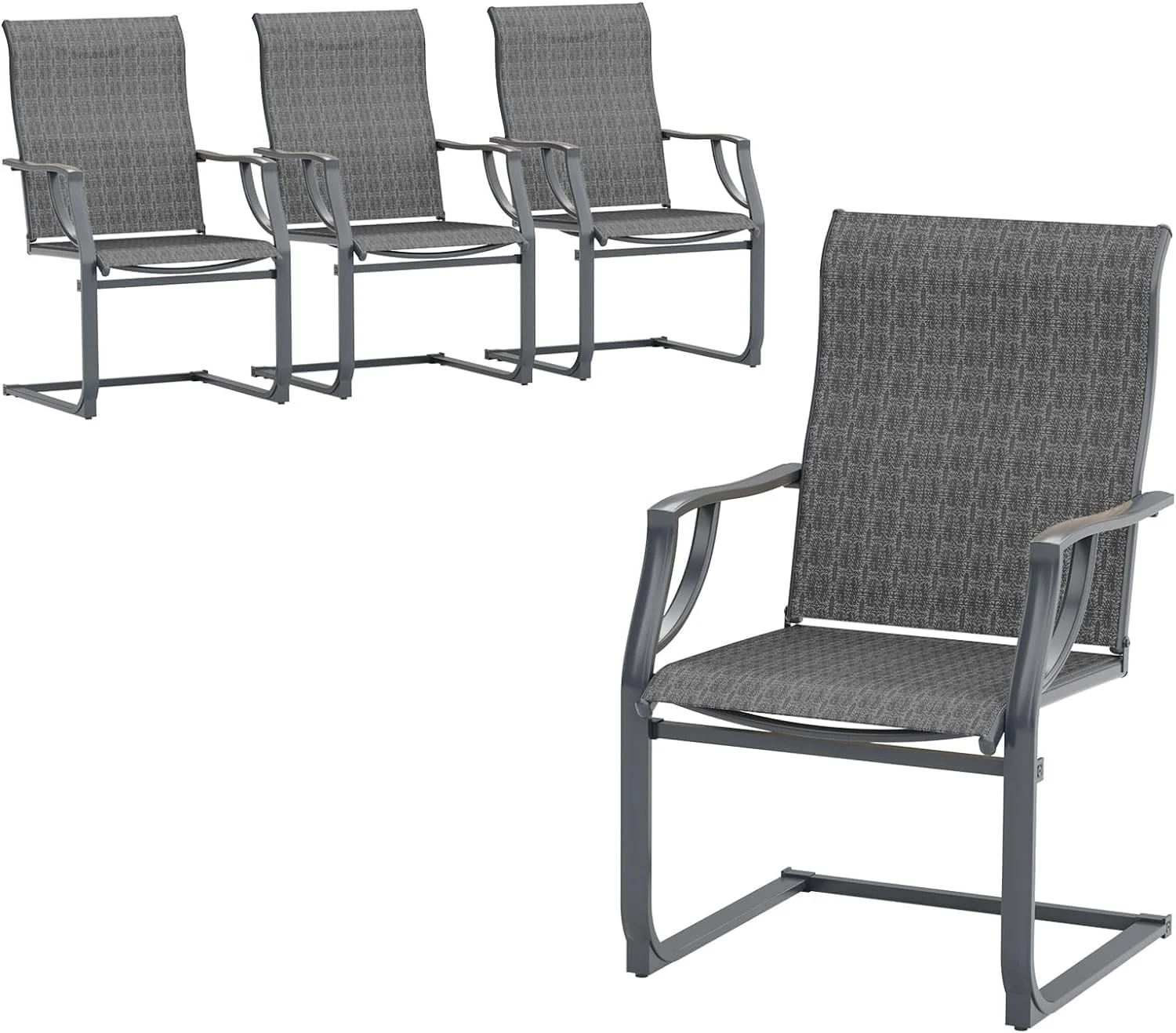 UDPATIO Patio Dining Chairs Set of 4, High Back Patio Chairs in All Weather Breathable Textile Fabric, Outdoor Furniture Chairs for Deck, Lawn, Garden, Backyard (Grey)