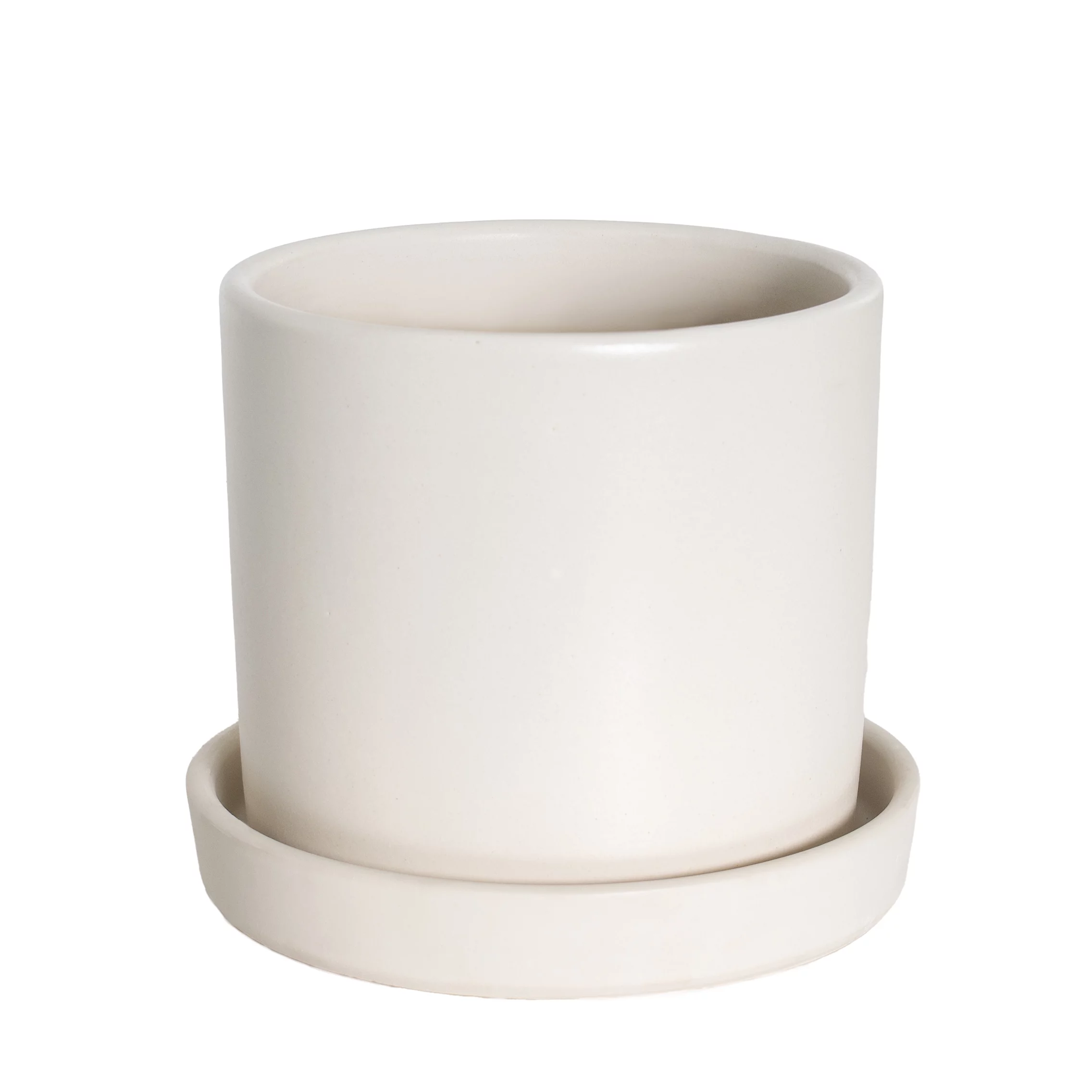 Plant with Purpose 7 in. Semi Matte Cream Hyde Container with Saucer - 1 Piece