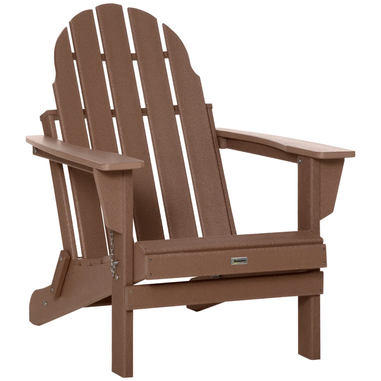 ZWNLKQG Folding Adirondack Chair  Faux Wood Patio & Fire Pit Chair  Weather Resistant HDPE for Deck  Outside Garden  Porch  Backyard  Brown