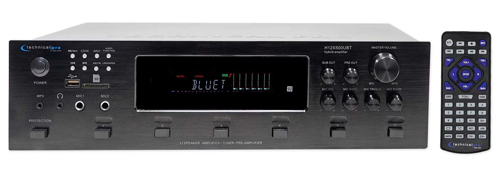 Technical Pro 6000w (6) Zone, Home Theater Bluetooth Receiver+(12) 4
