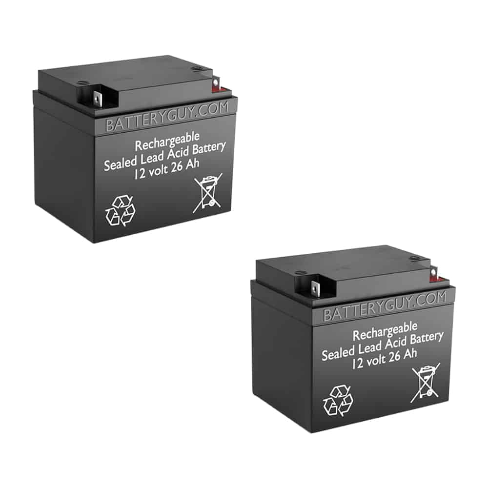 BatteryGuy BG-12260NB 12V 26AH Replacement for Hitachi HP24-12A (2 Pack, rechargeable)